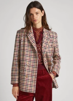 Mulher Pepe Jeans Casaco E Jaquetas>Blazer Com Padrao Pata De Galo
