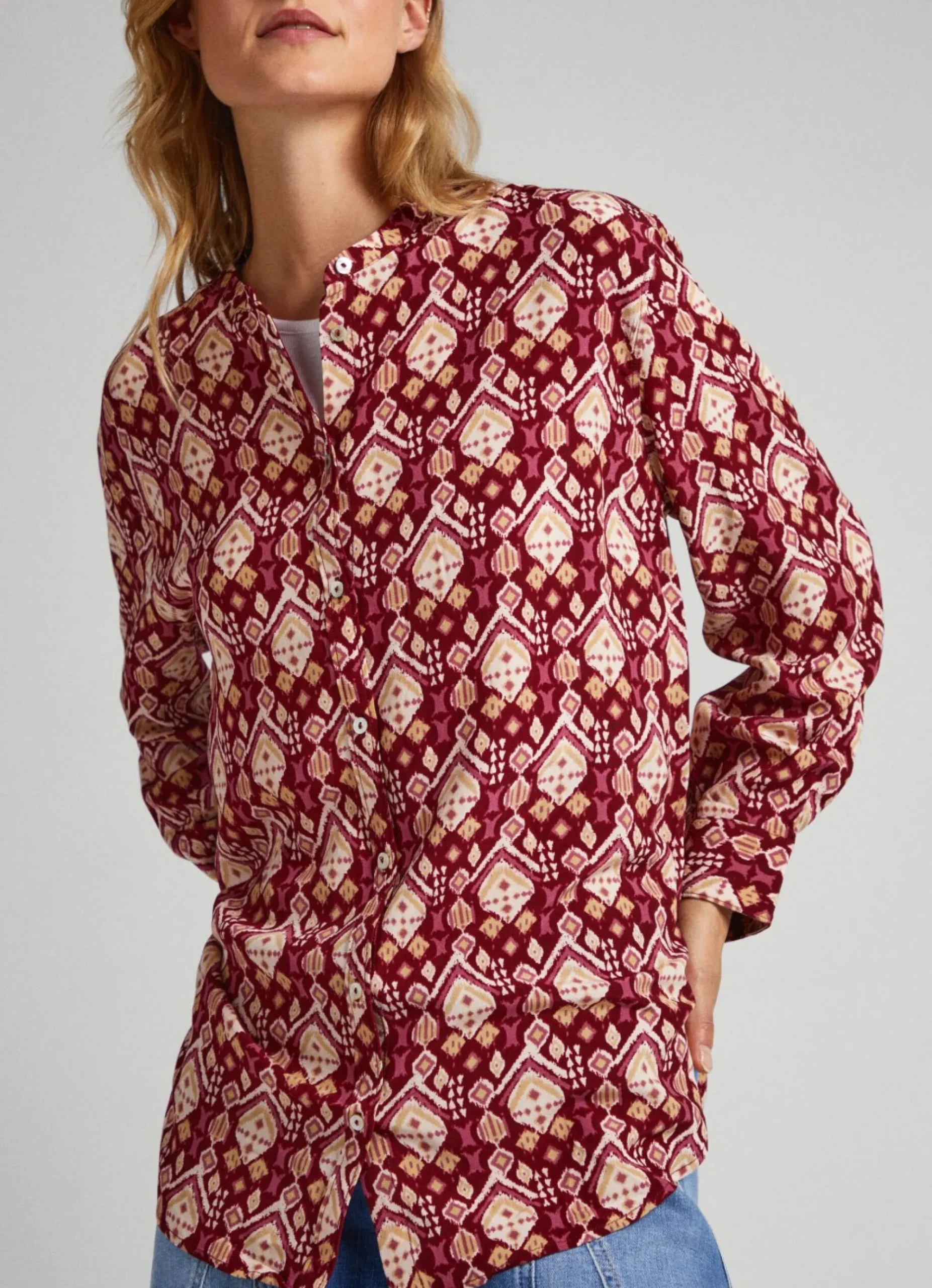 Mulher Pepe Jeans Camisas E Blusas>Blusa Comprida Padrao Geometrico