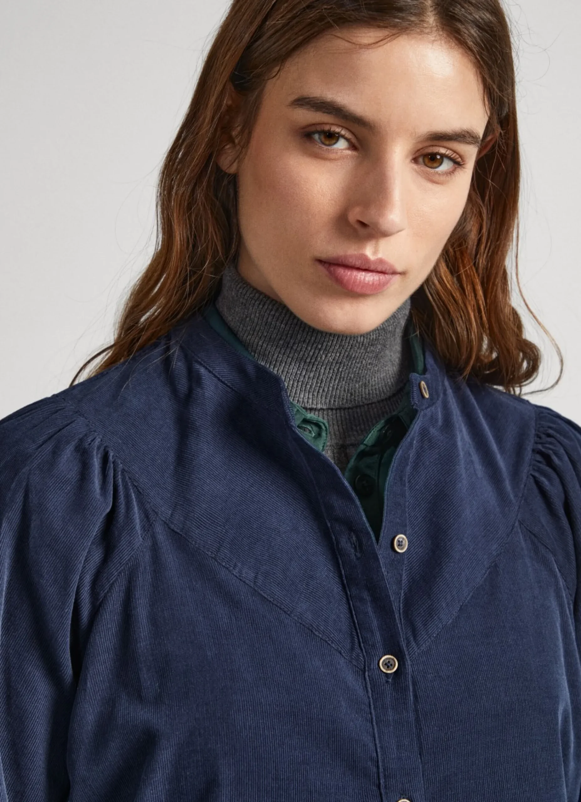 Mulher Pepe Jeans Camisas E Blusas>Blusa De Bombazina Gola Mao
