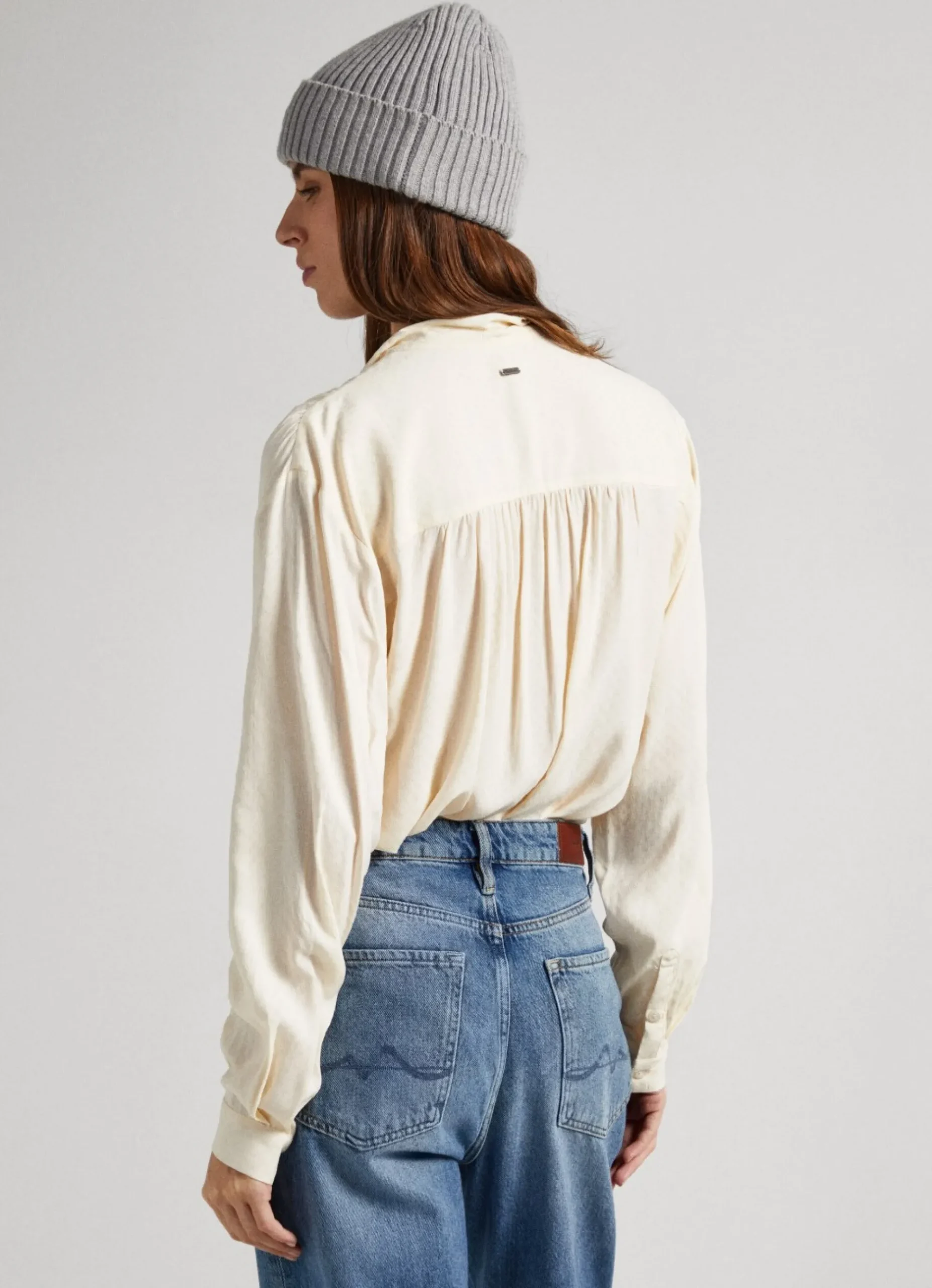 Mulher Pepe Jeans Camisas E Blusas>Blusa Dobby Laco Na Gola