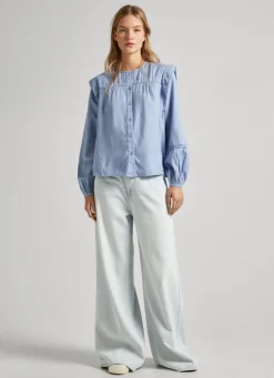 Mulher Pepe Jeans Camisas E Blusas>Blusa Sarja Algodao