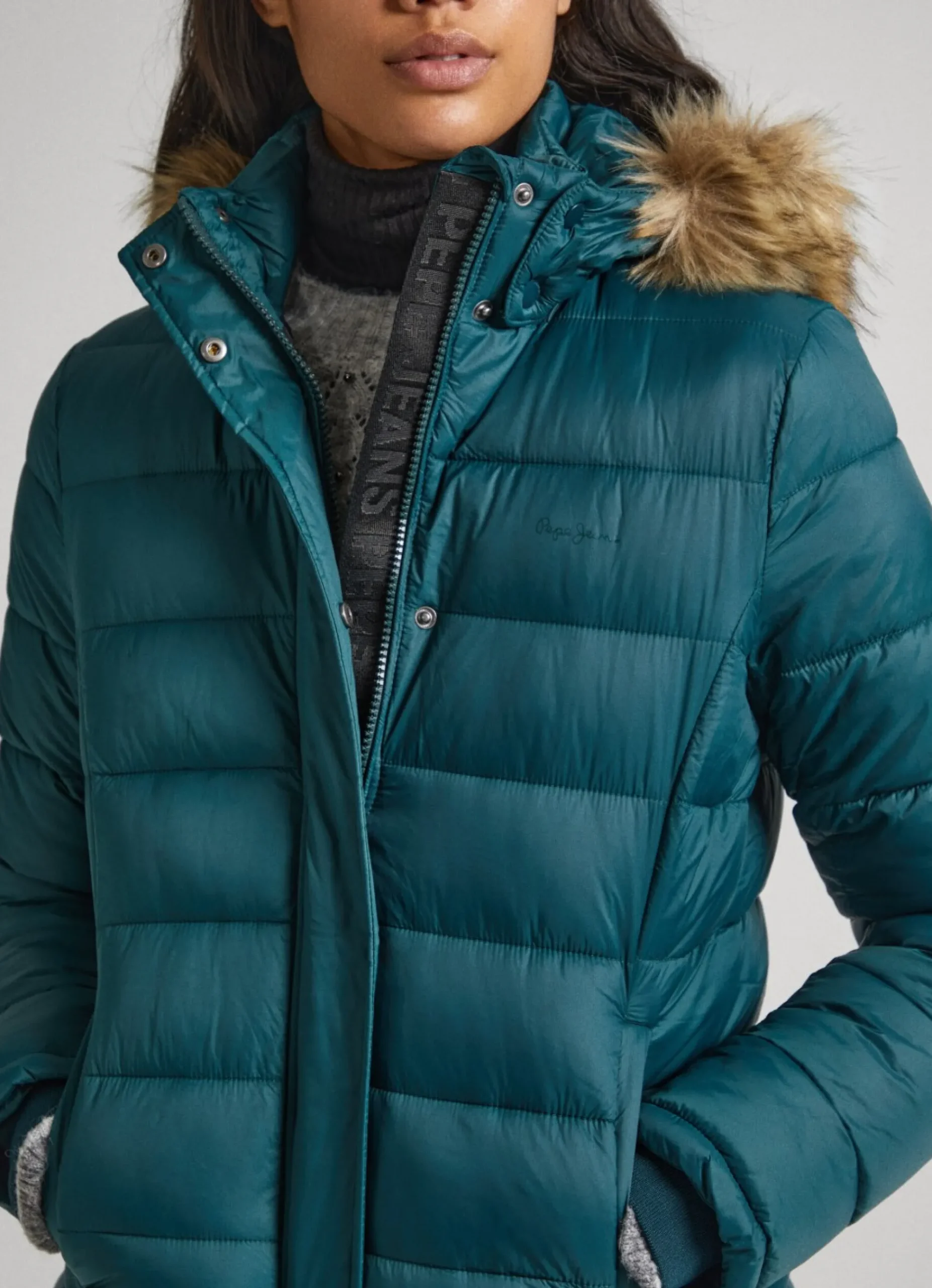 Mulher Pepe Jeans Casaco E Jaquetas>Blusao Detalhe De Pelo No Capuz