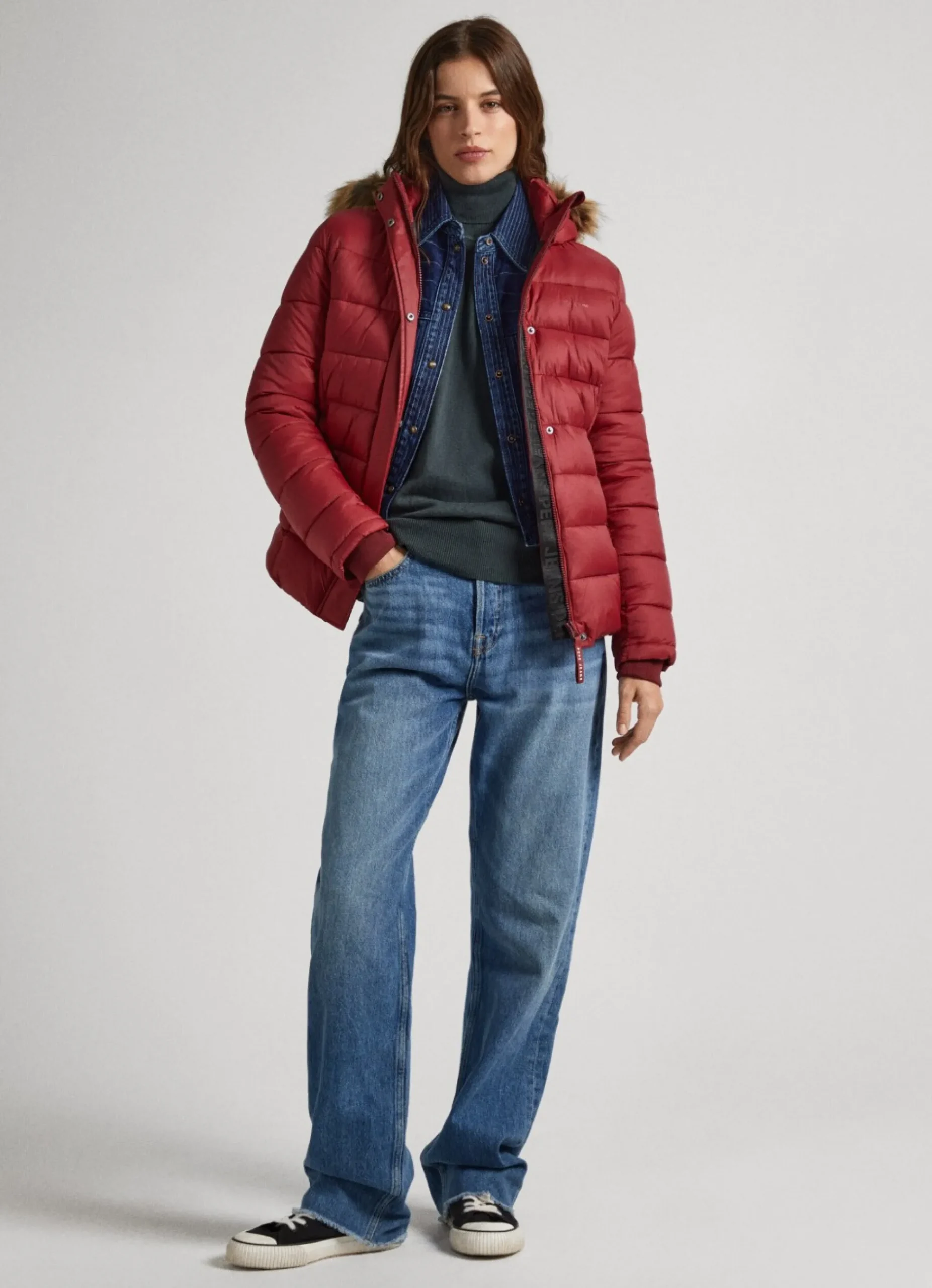 Mulher Pepe Jeans Casaco E Jaquetas>Blusao Detalhe De Pelo No Capuz