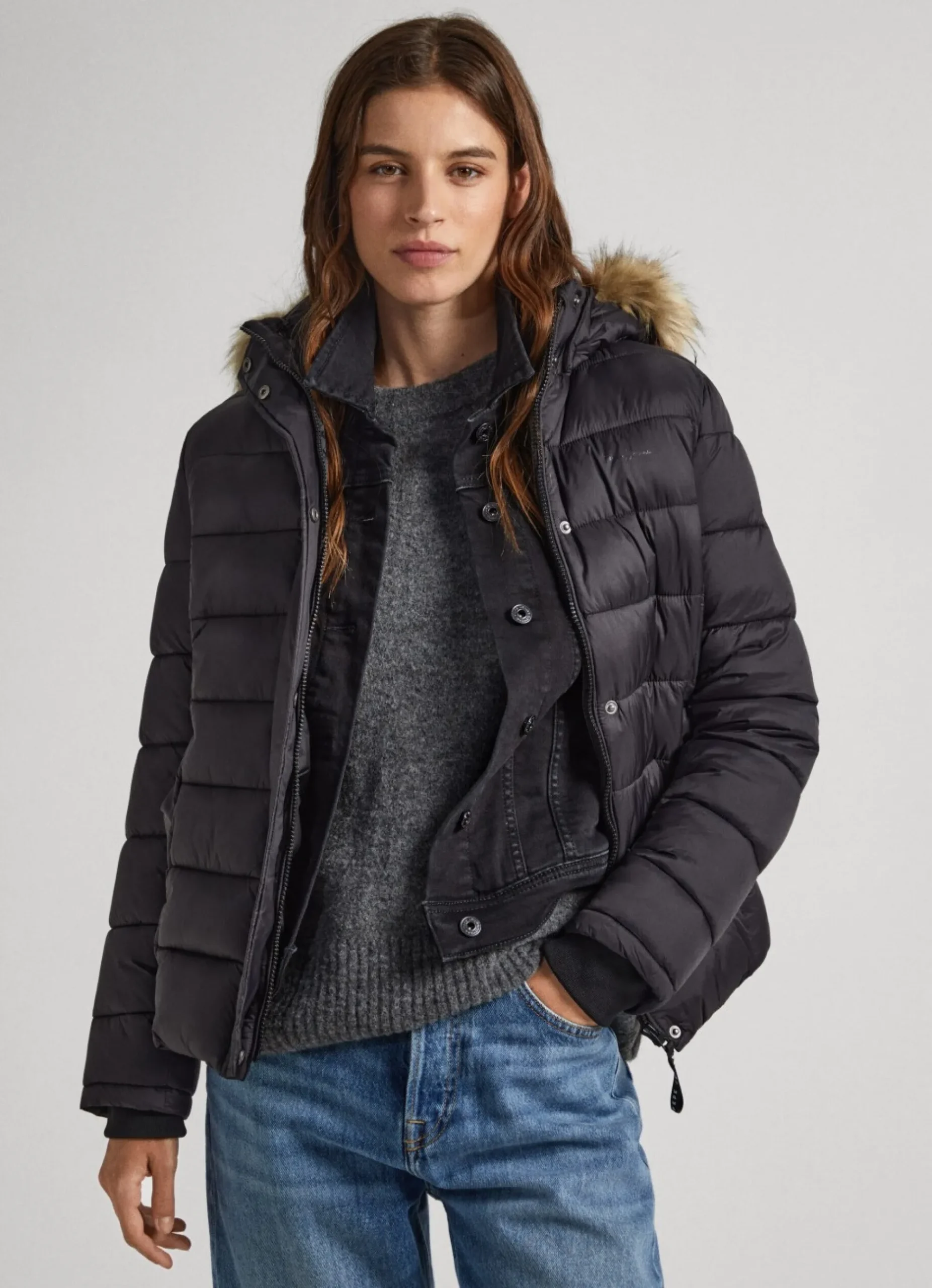 Mulher Pepe Jeans Casaco E Jaquetas>Blusao Detalhe De Pelo No Capuz