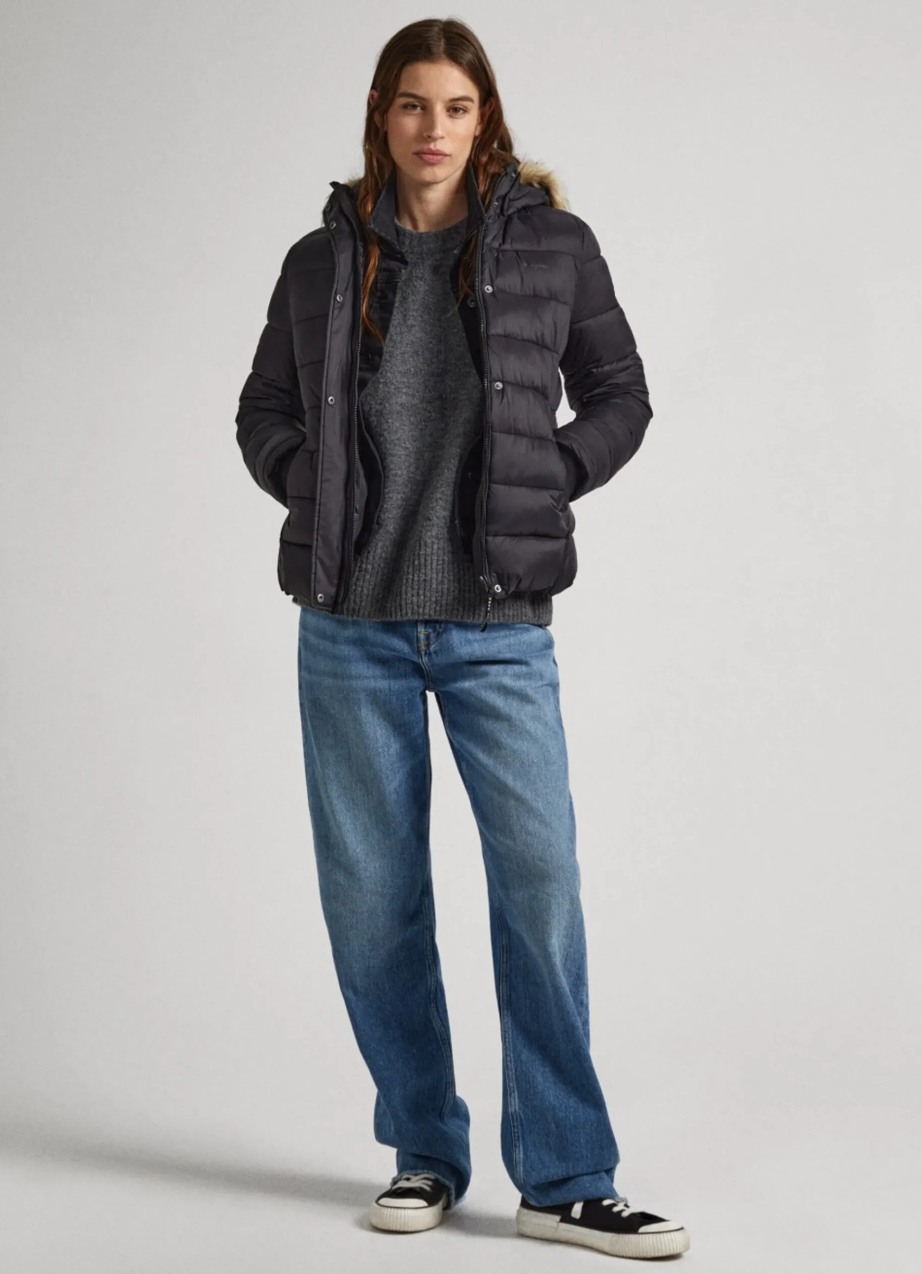 Mulher Pepe Jeans Casaco E Jaquetas>Blusao Detalhe De Pelo No Capuz
