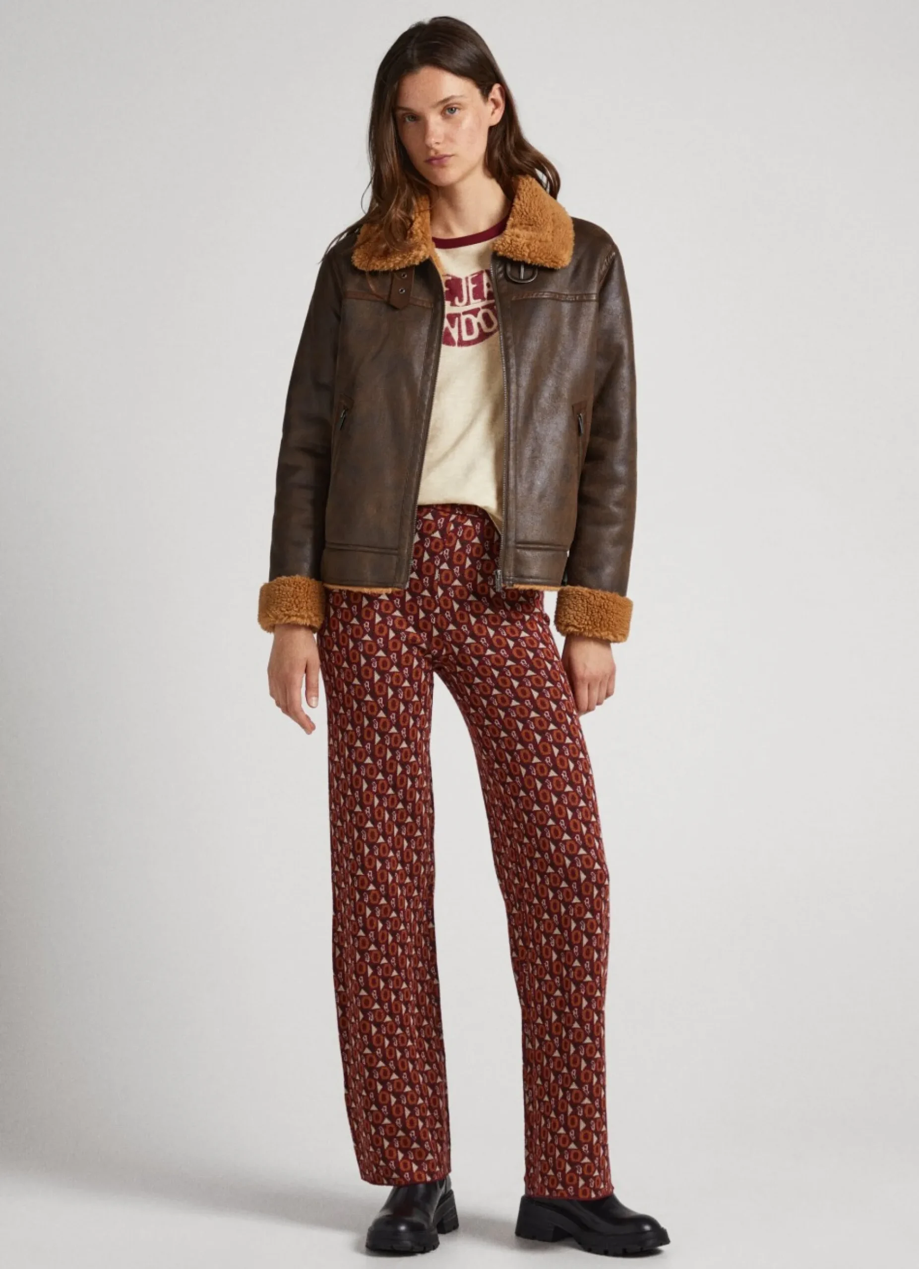 Mulher Pepe Jeans Calças>Calças Retas Jacquard