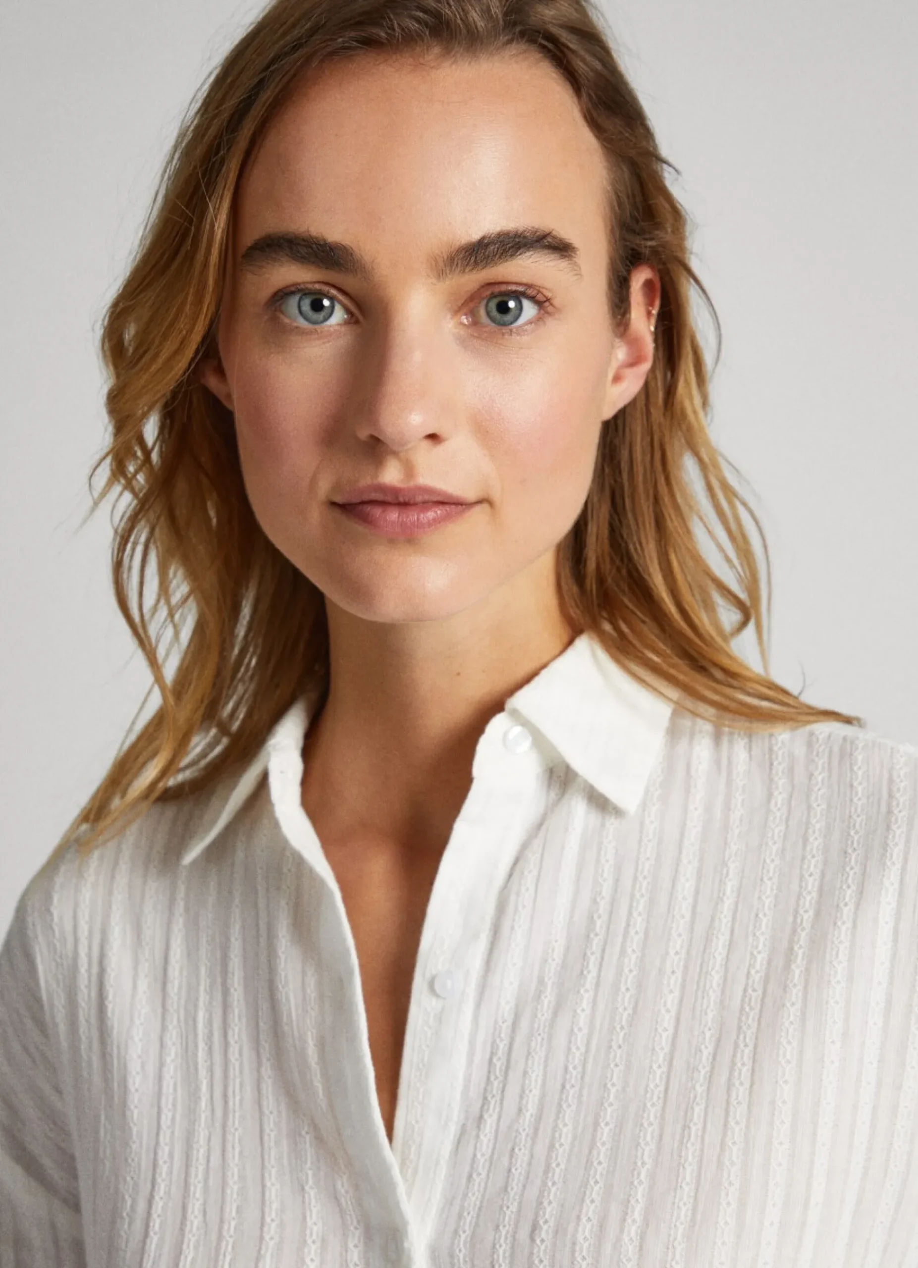 Mulher Pepe Jeans Camisas E Blusas>Camisa Algodao Dobby As Riscas