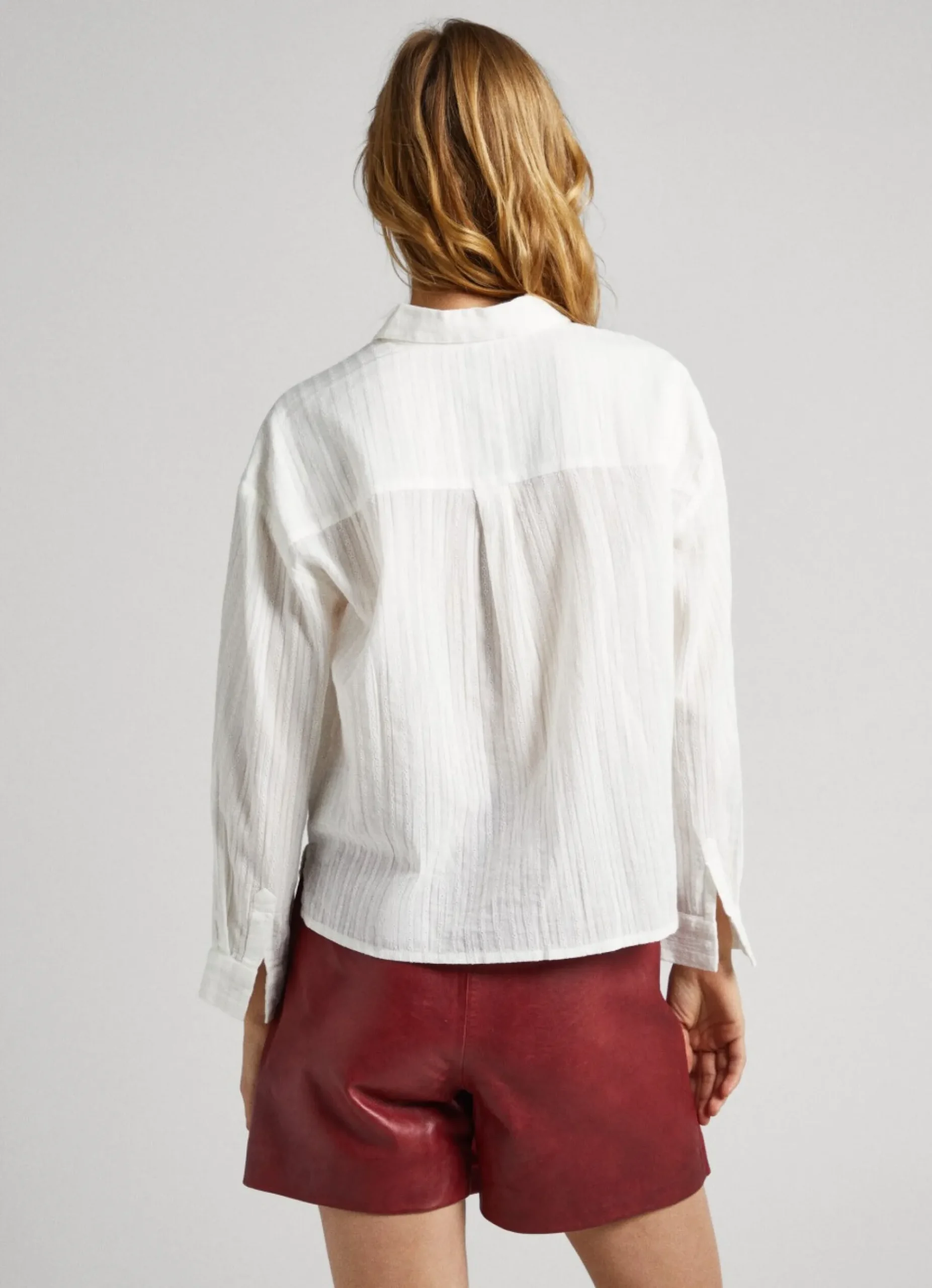Mulher Pepe Jeans Camisas E Blusas>Camisa Algodao Dobby As Riscas