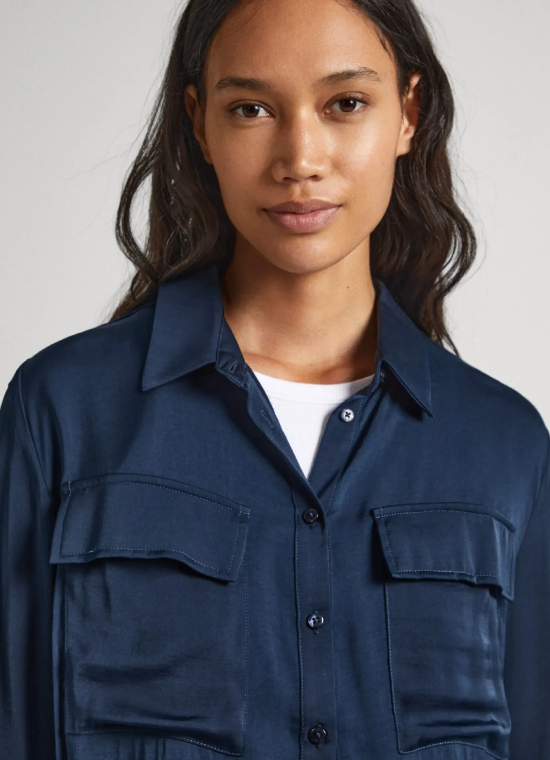 Mulher Pepe Jeans Camisas E Blusas>Camisa Cetim Regular Fit