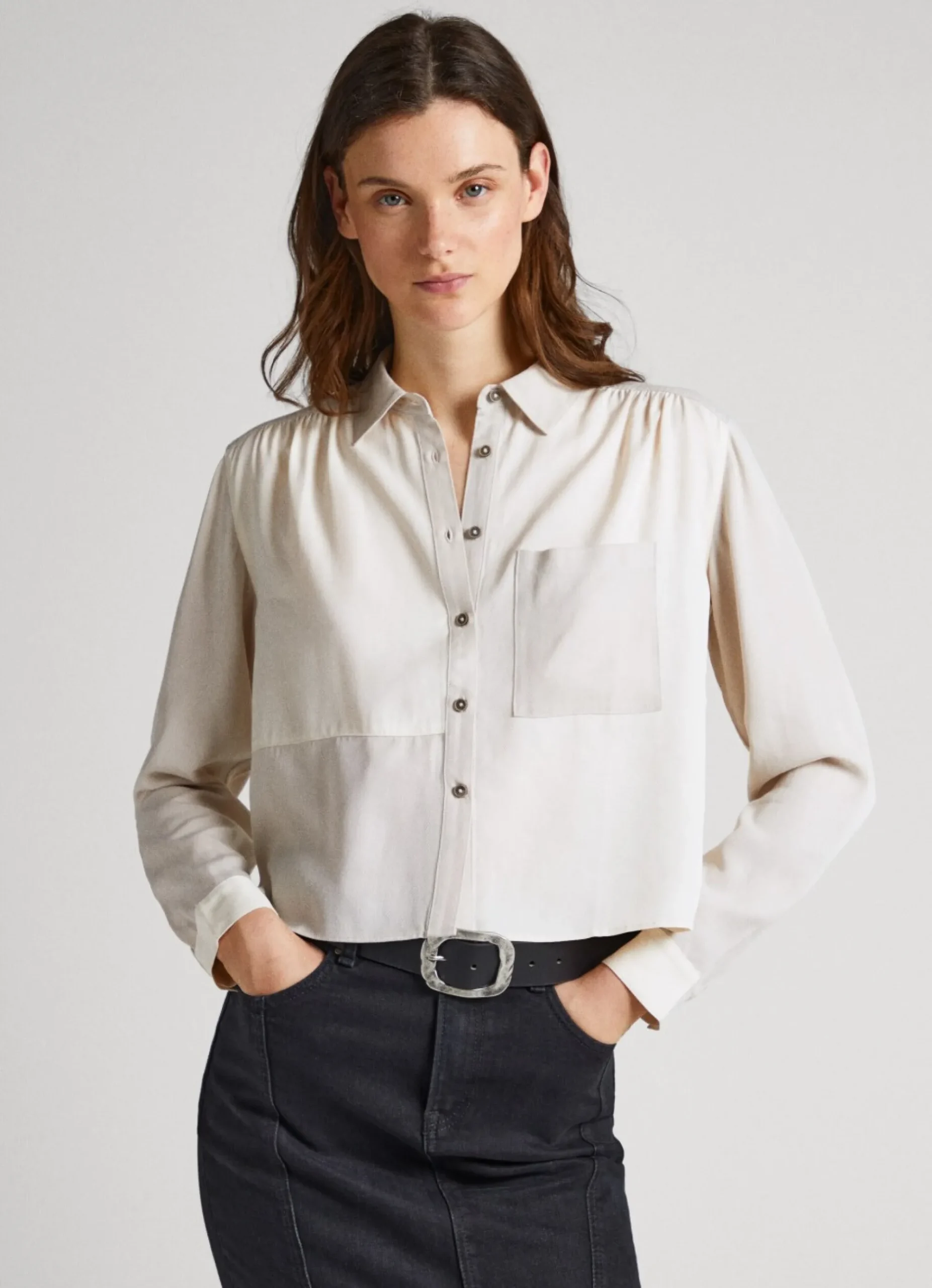 Mulher Pepe Jeans Camisas E Blusas>Camisa Com Efeito Patch