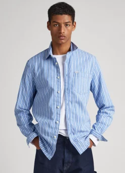 Homem Pepe Jeans Camisas>Camisa Popelina As Riscas