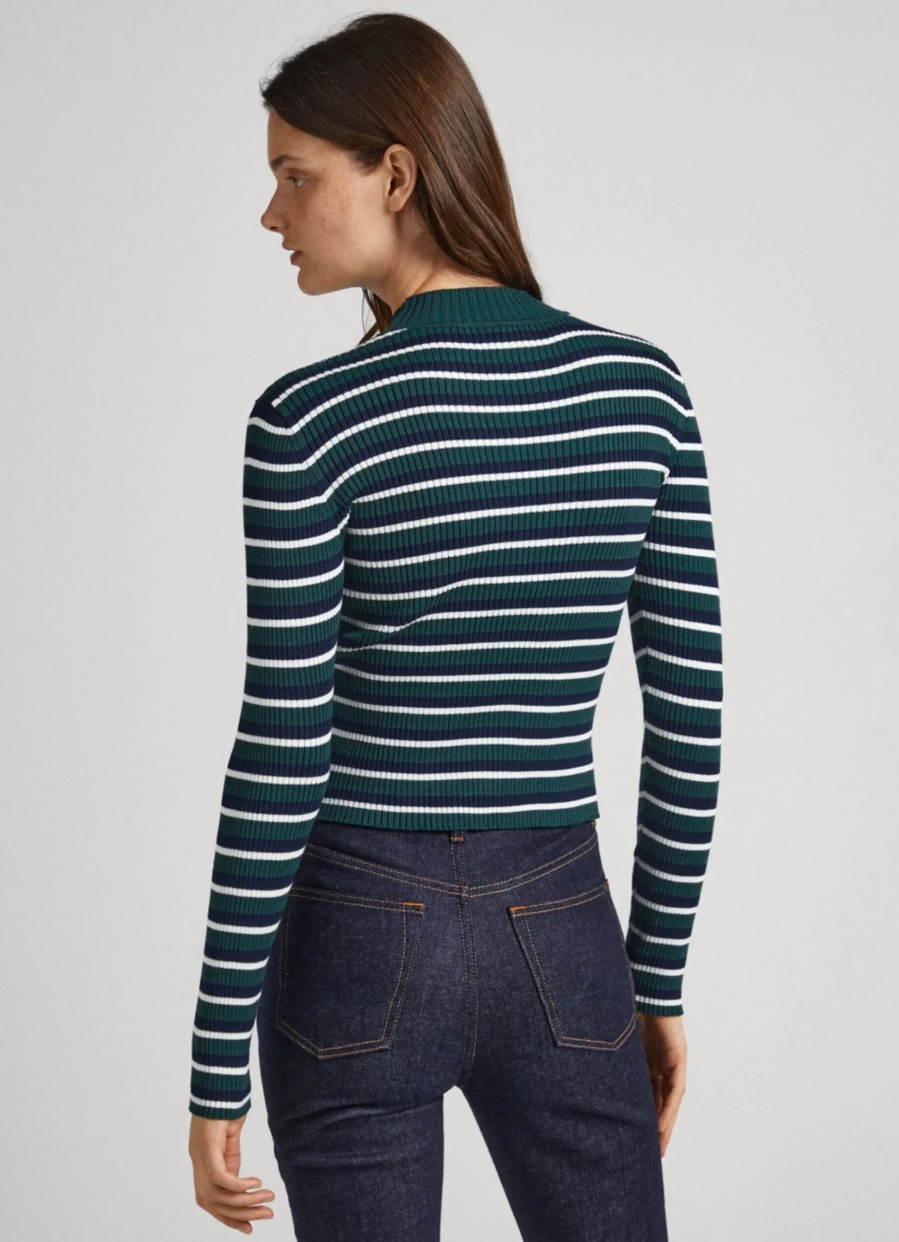 Mulher Pepe Jeans Malhas E Cardigans>Camisola Canelada As Riscas