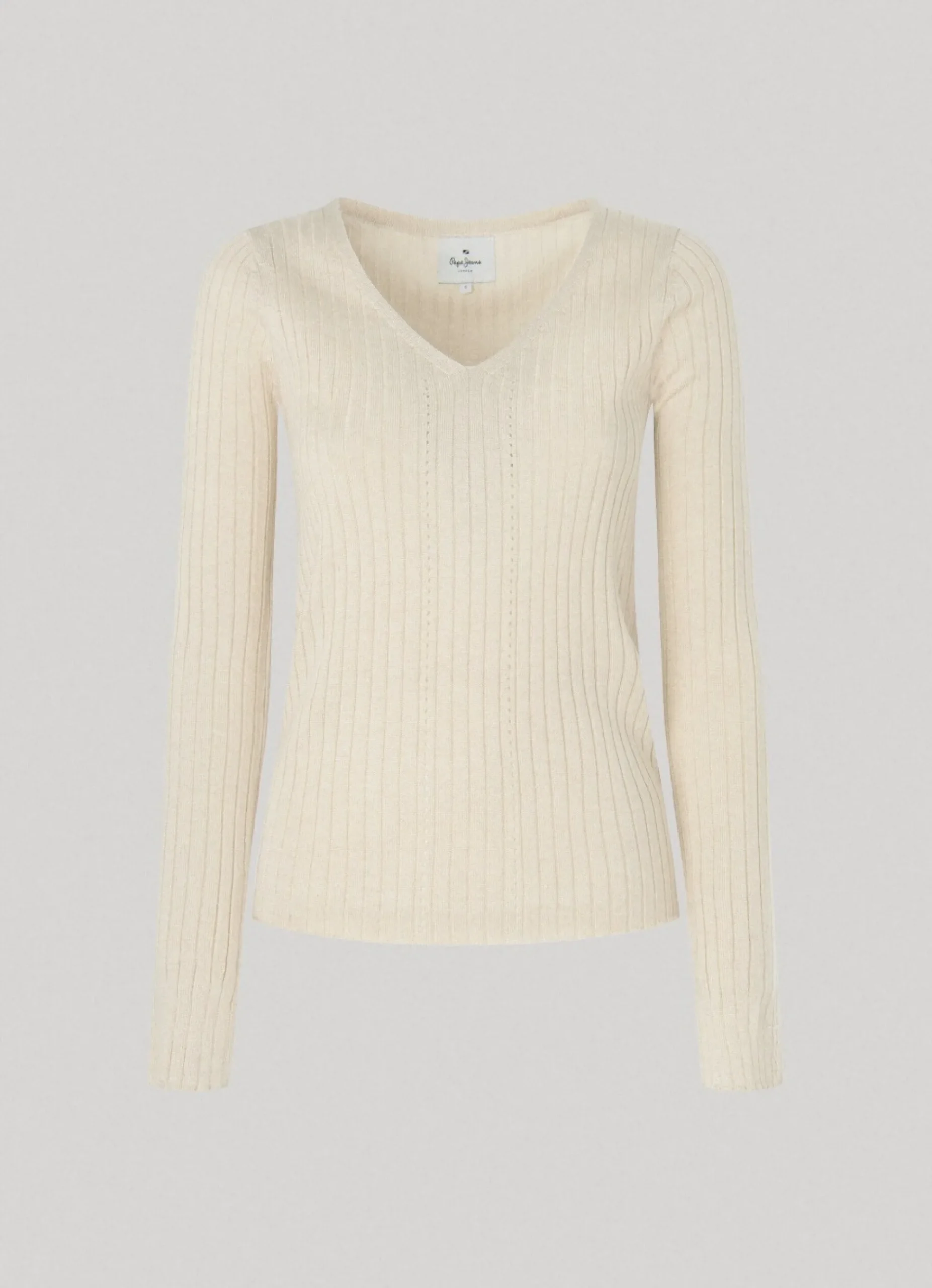 Mulher Pepe Jeans Malhas E Cardigans>Camisola Canelada Com Decote Em V