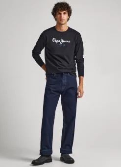 Homem Pepe Jeans T-Shirts>Camisola De Algodao Logo Estampado
