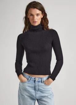 Mulher Pepe Jeans Malhas E Cardigans>Camisola De Gola Alta Canelada