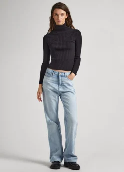 Mulher Pepe Jeans Malhas E Cardigans>Camisola De Gola Alta Canelada