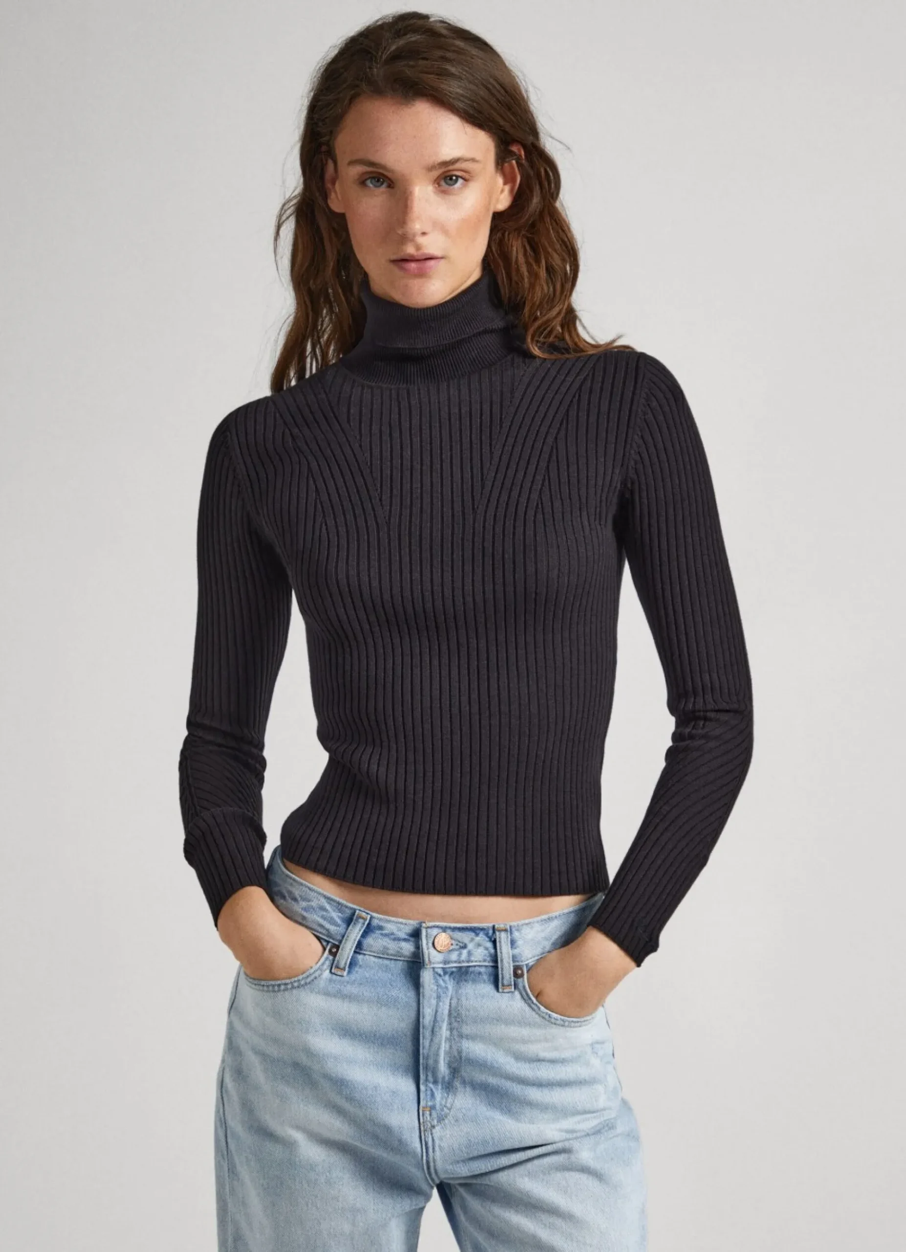 Mulher Pepe Jeans Malhas>Camisola De Gola Alta Canelada