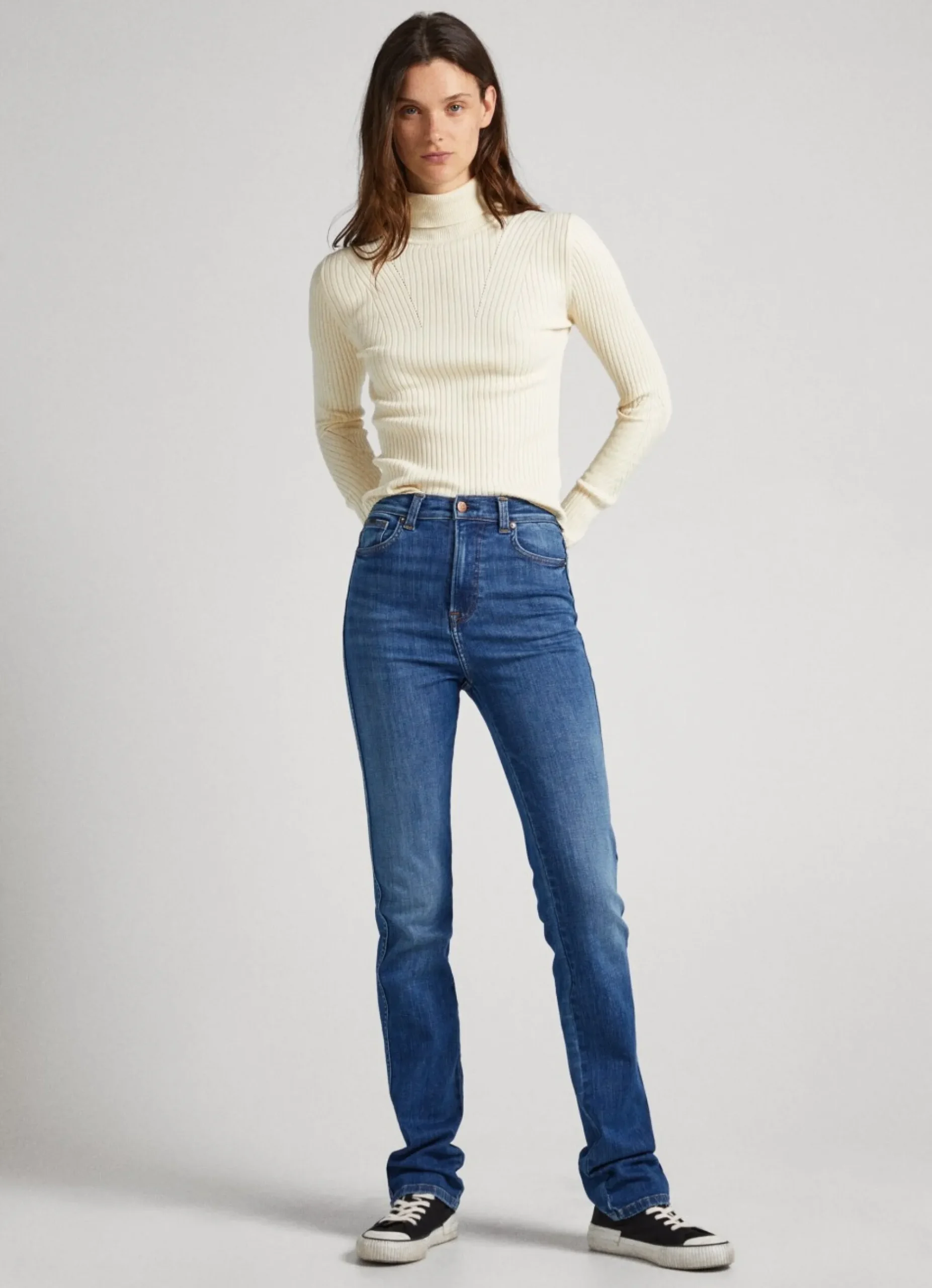 Mulher Pepe Jeans Malhas>Camisola De Gola Alta Canelada