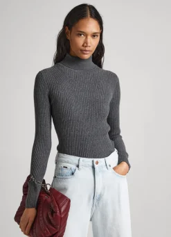 Mulher Pepe Jeans Malhas>Camisola De Gola Alta Canelada