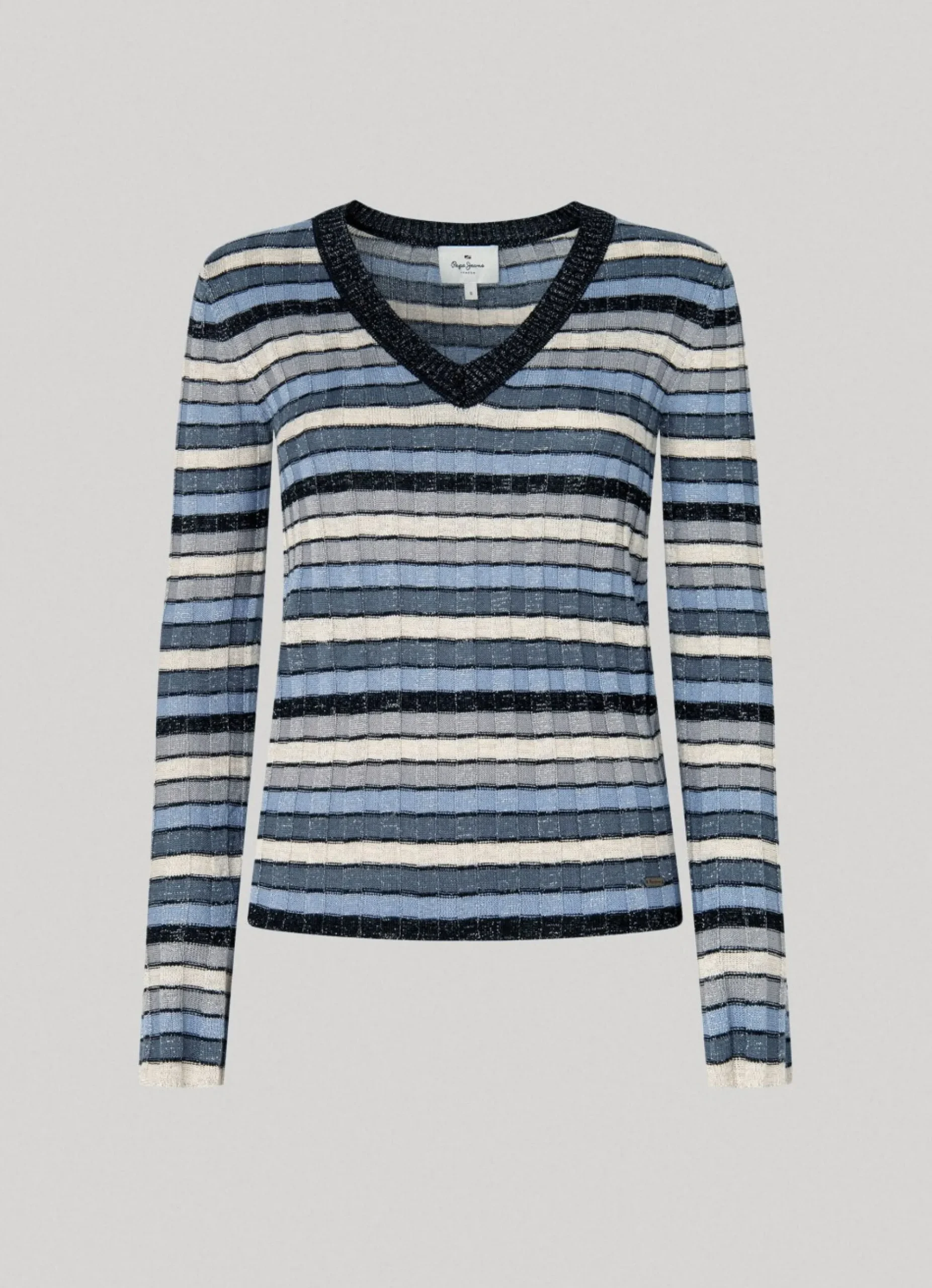 Mulher Pepe Jeans Malhas E Cardigans>Camisola Decote Em V As Riscas