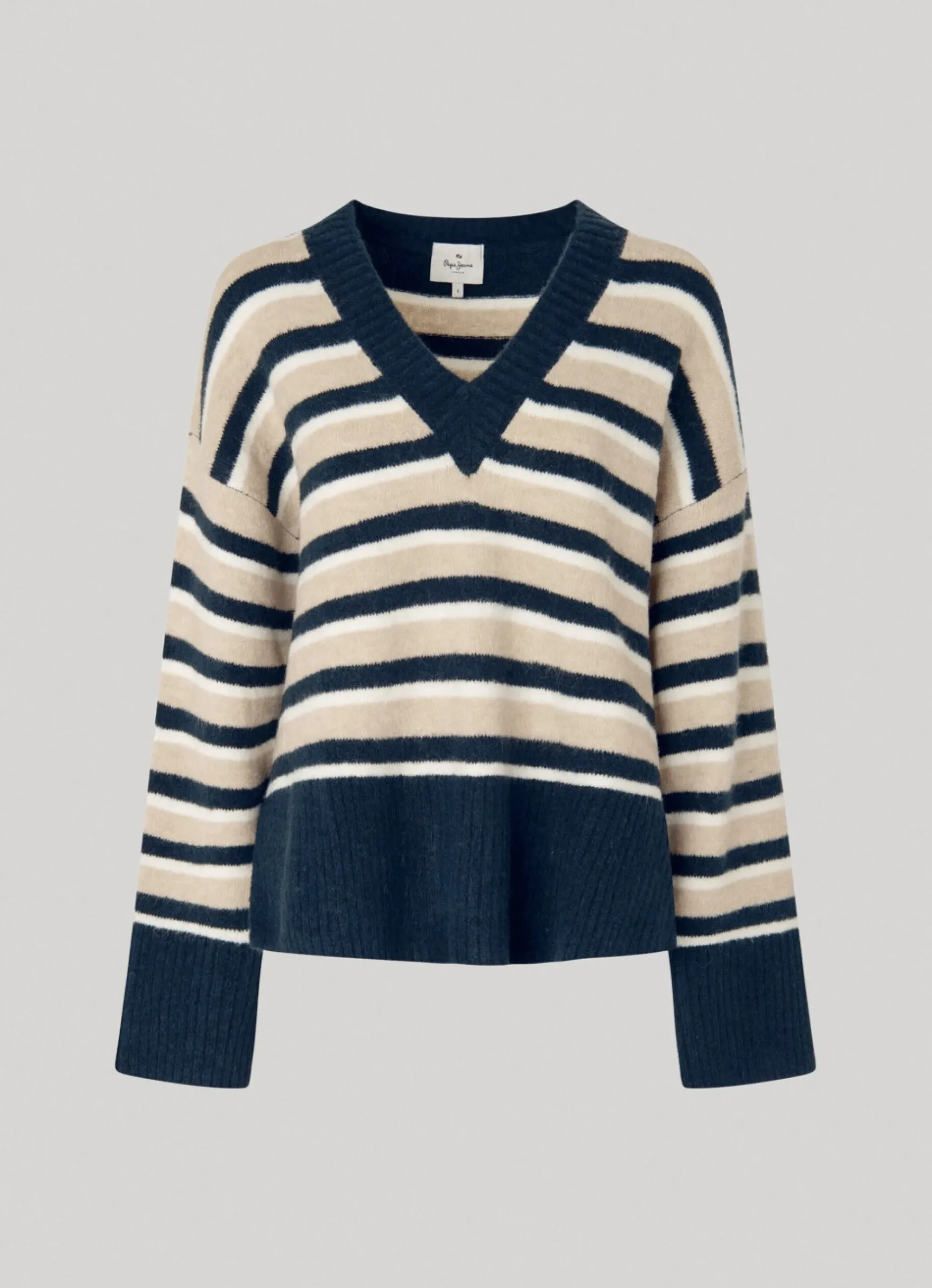 Mulher Pepe Jeans Malhas E Cardigans>Camisola Decote Em V As Riscas