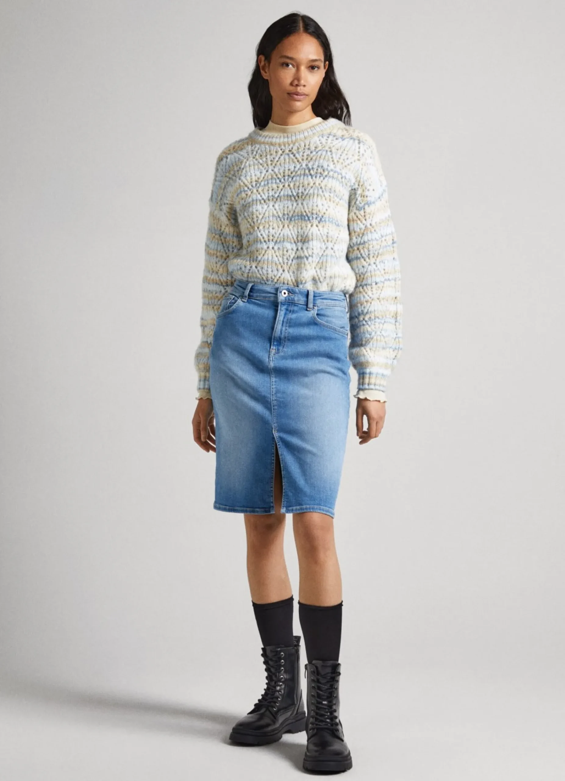 Mulher Pepe Jeans Malhas E Cardigans>Camisola Gola Perkins As Riscas