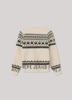 Rapariga Pepe Jeans Sweatshirts E Malhas>Camisola Jacquard De Gola Redonda
