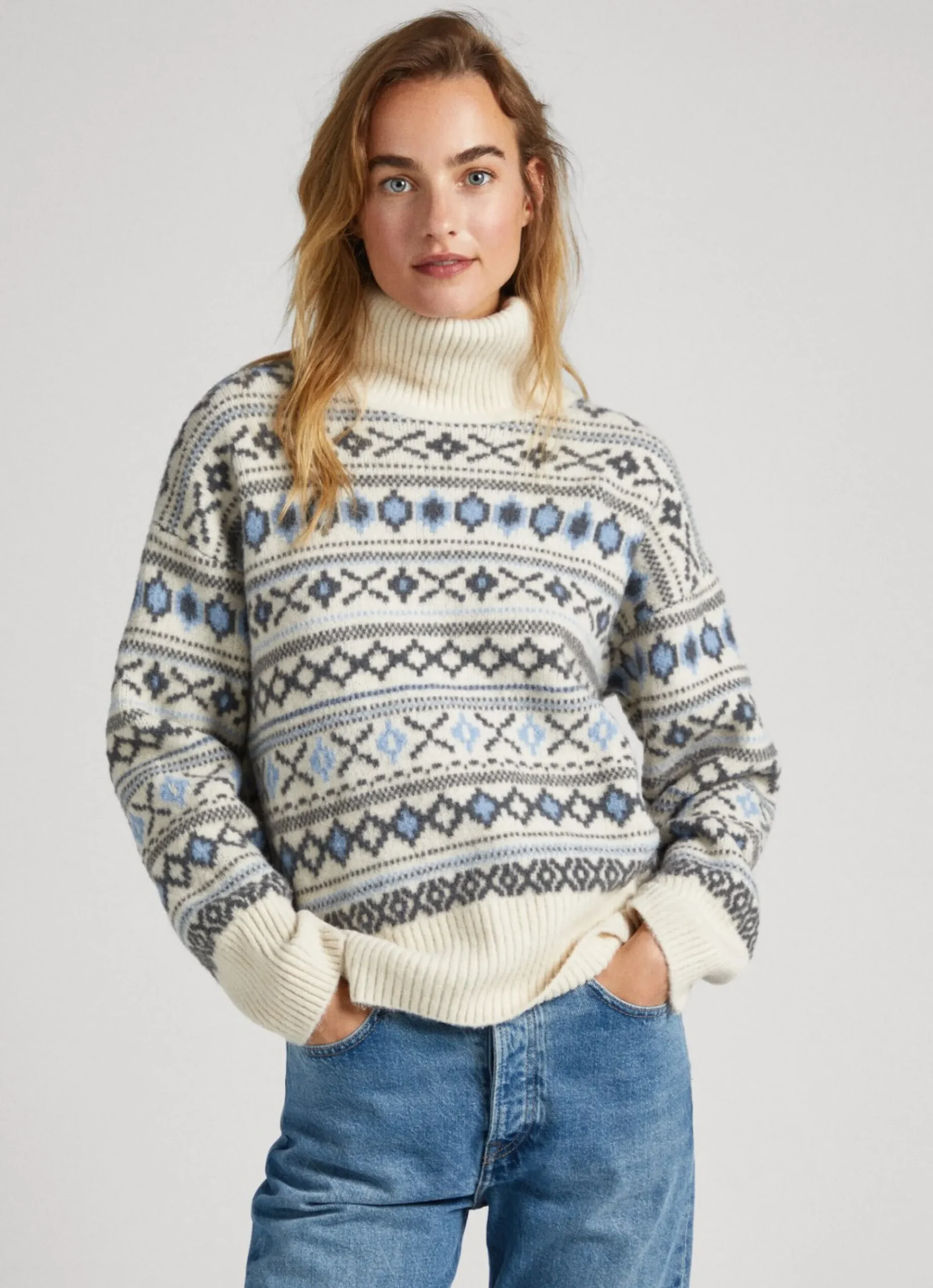 Mulher Pepe Jeans Malhas E Cardigans>Camisola Jacquard De Gola Alta