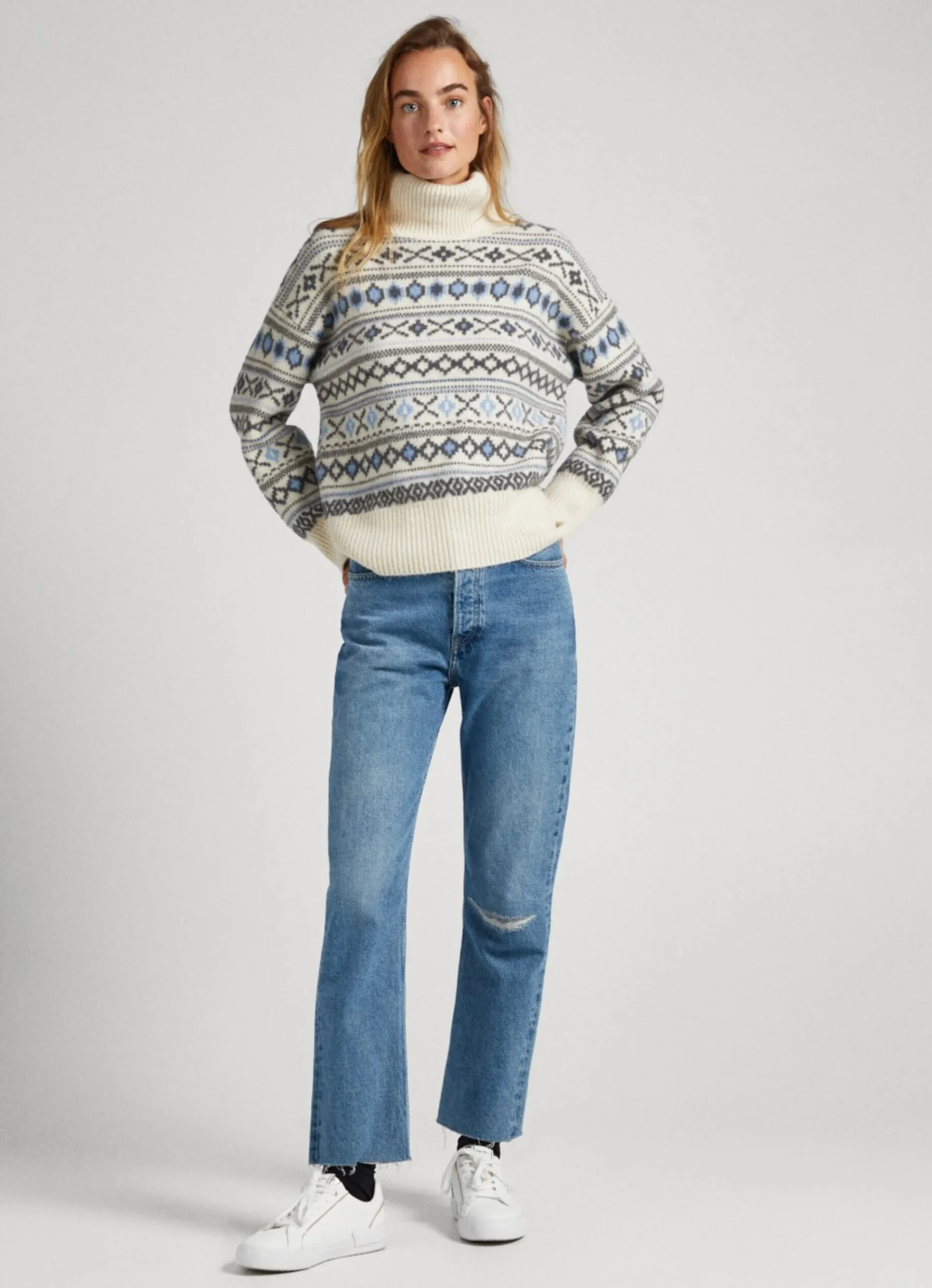 Mulher Pepe Jeans Malhas E Cardigans>Camisola Jacquard De Gola Alta