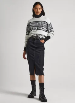 Mulher Pepe Jeans Malhas E Cardigans>Camisola Jacquard De Gola Redonda
