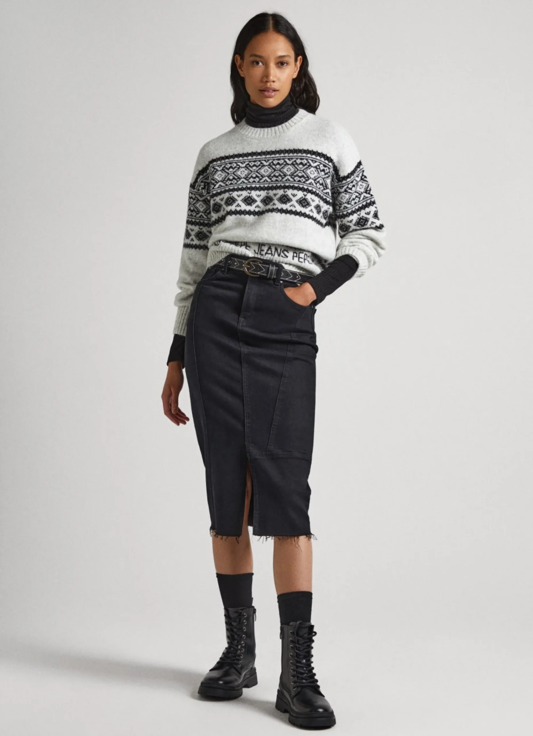 Mulher Pepe Jeans Malhas E Cardigans>Camisola Jacquard De Gola Redonda