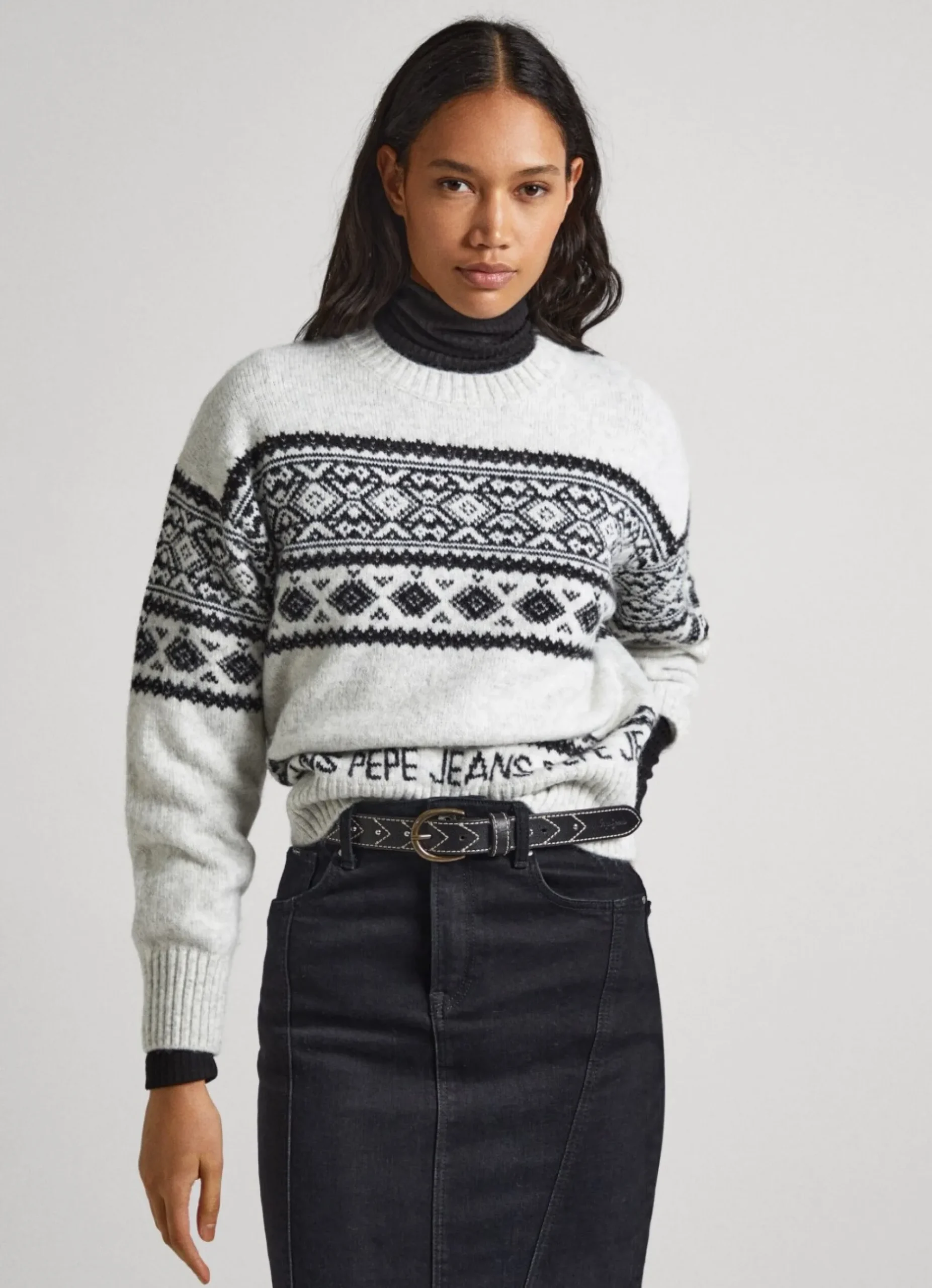 Mulher Pepe Jeans Malhas>Camisola Jacquard De Gola Redonda