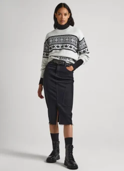 Mulher Pepe Jeans Malhas>Camisola Jacquard De Gola Redonda