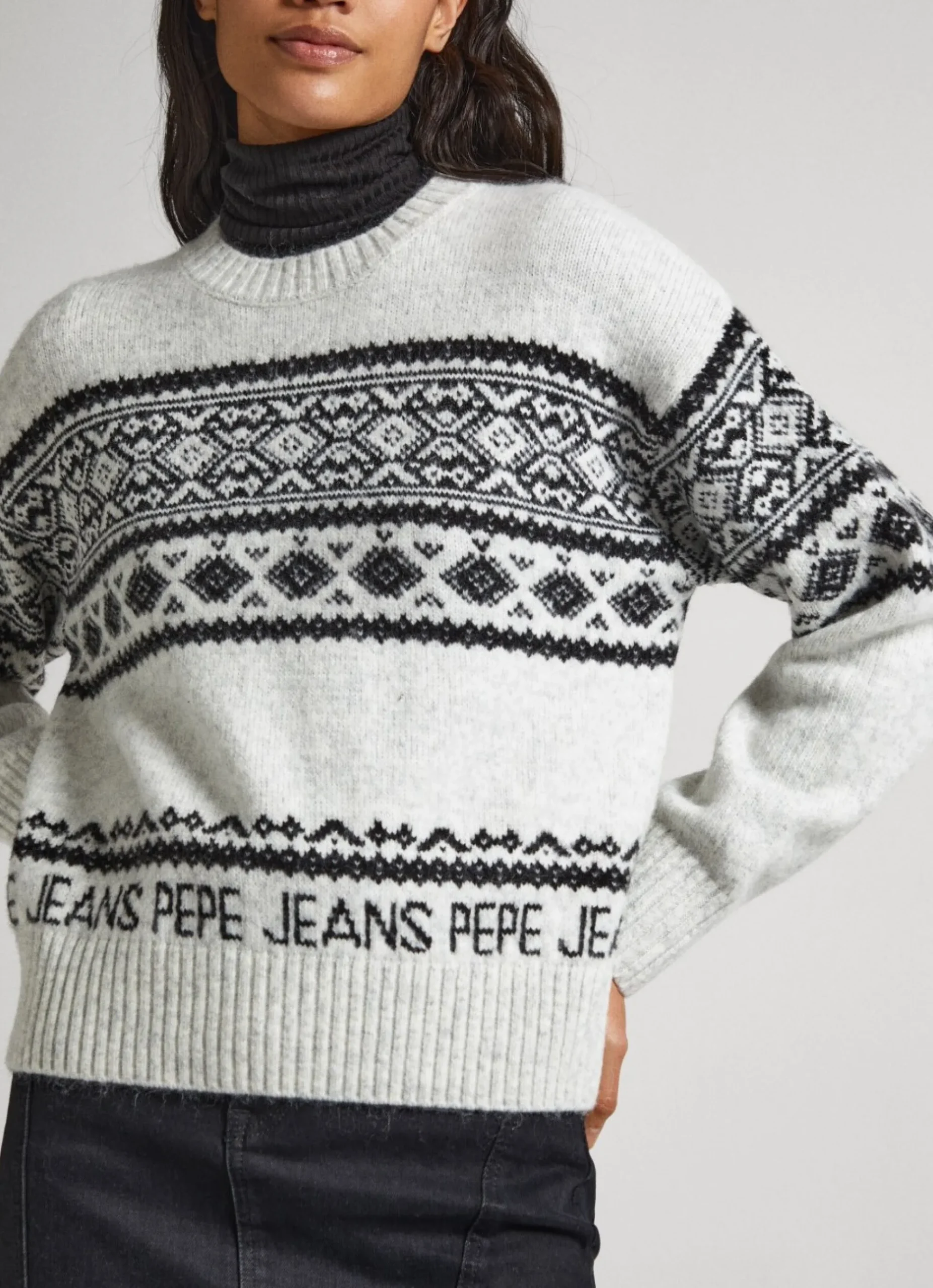 Mulher Pepe Jeans Malhas>Camisola Jacquard De Gola Redonda