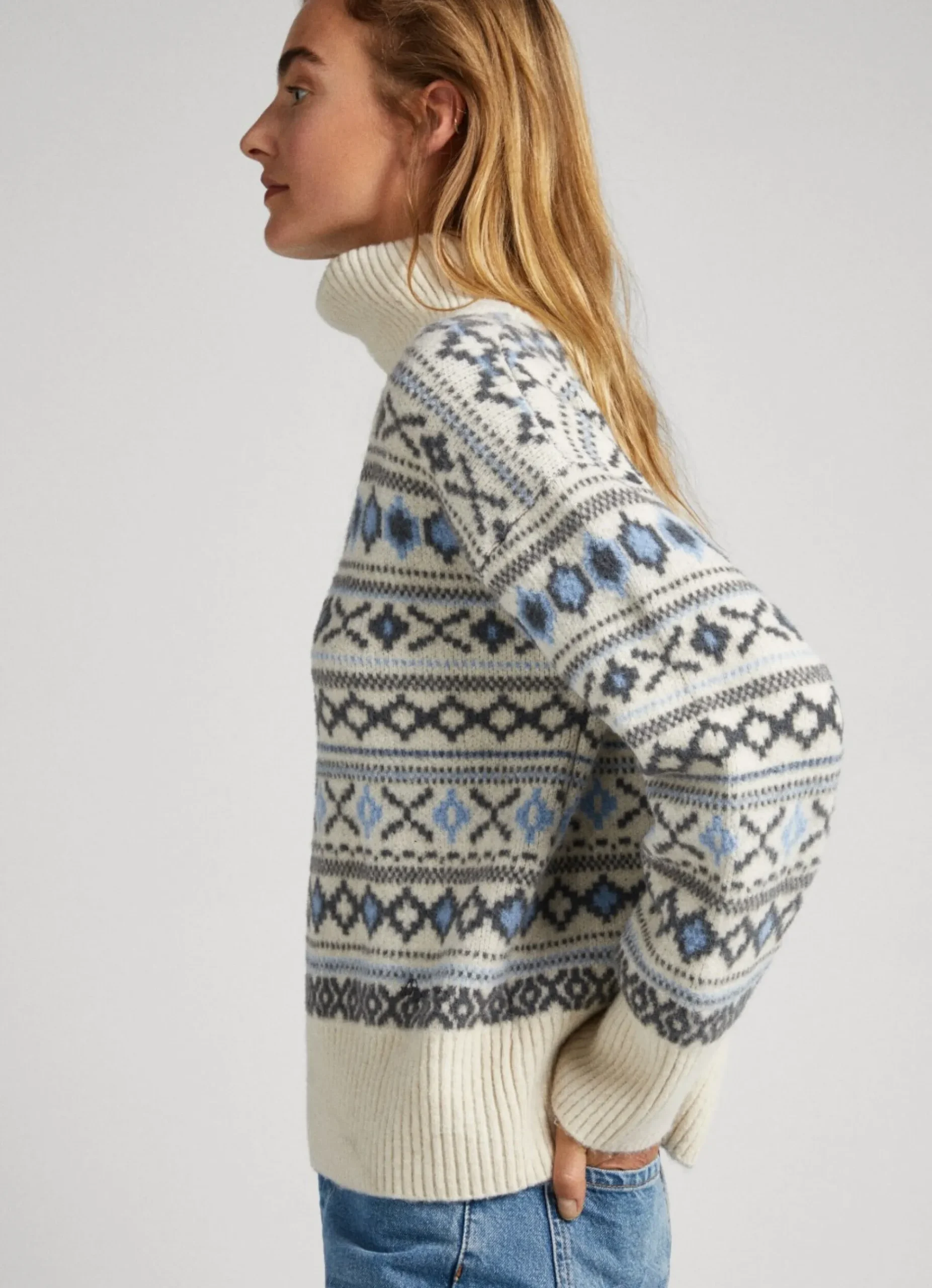 Mulher Pepe Jeans Malhas>Camisola Jacquard De Gola Alta