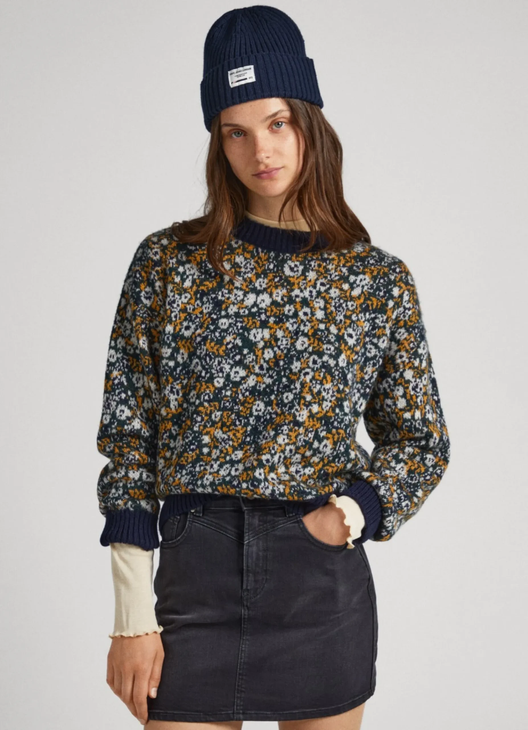 Mulher Pepe Jeans Malhas E Cardigans>Camisola Jacquard Floral