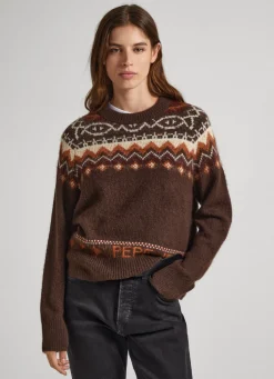 Mulher Pepe Jeans Malhas E Cardigans>Camisola Jacquard Gola Redonda