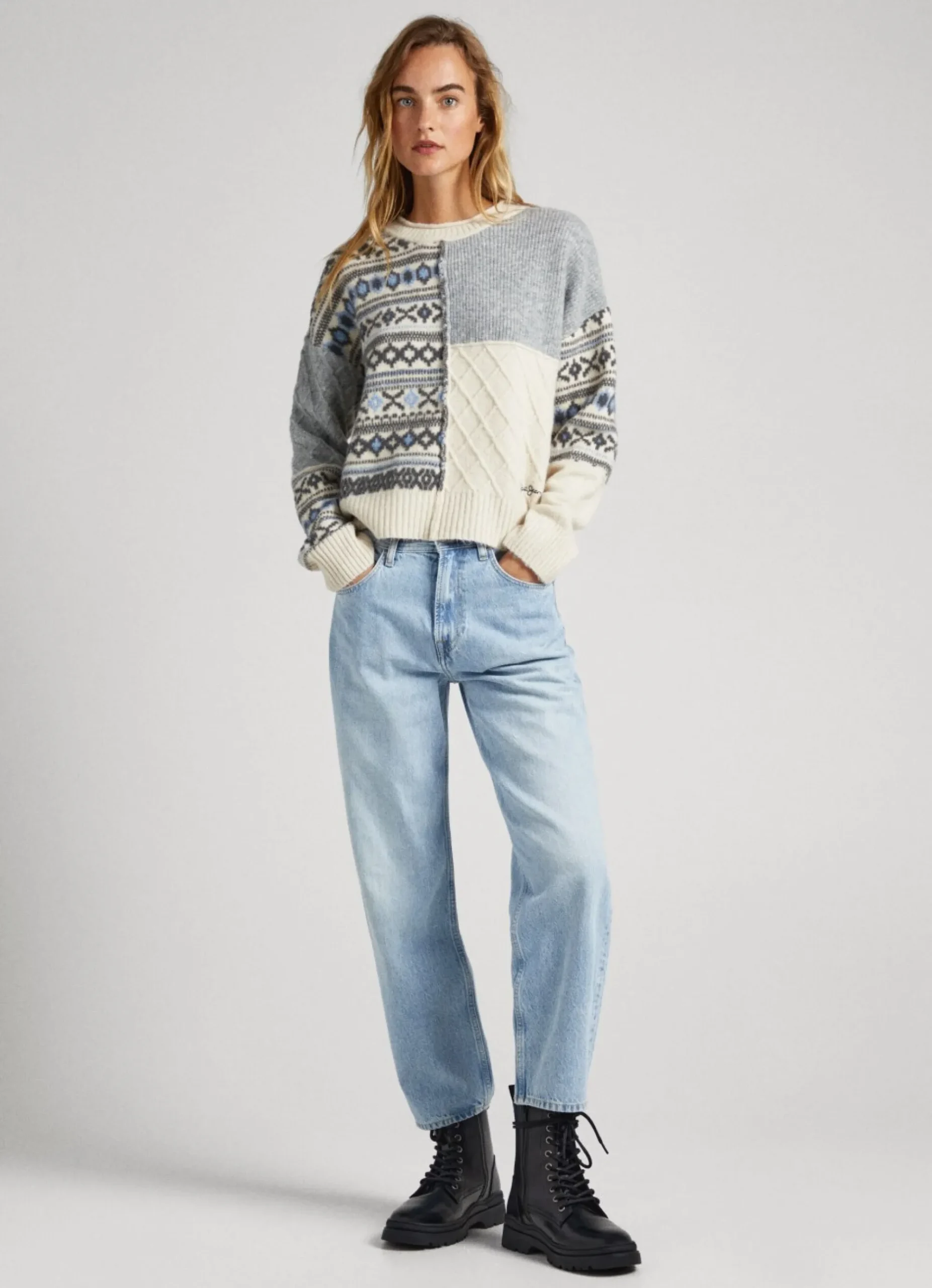 Mulher Pepe Jeans Malhas>Camisola Jacquard Patchwork