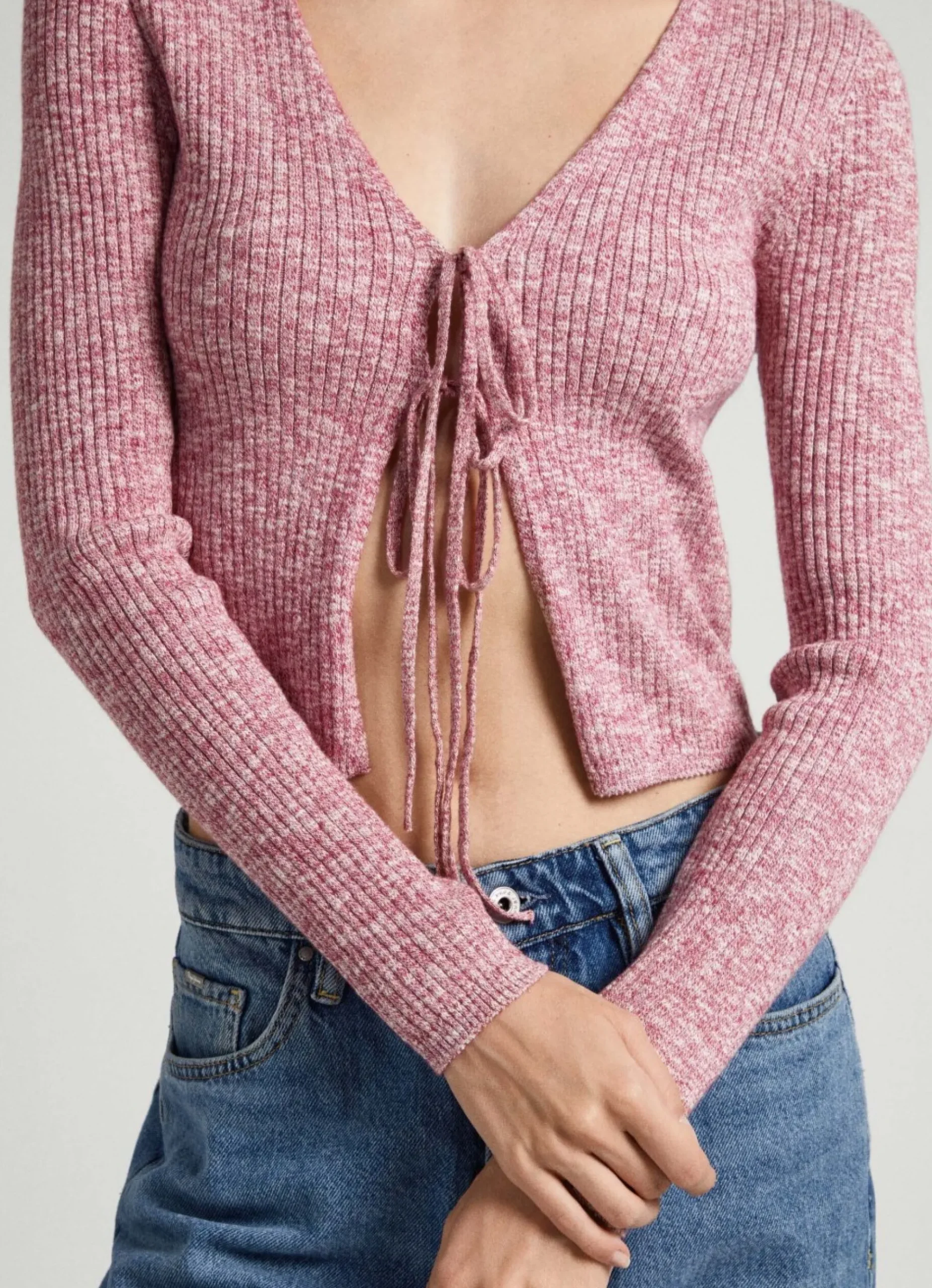 Mulher Pepe Jeans Malhas E Cardigans>Cardigan Algodao Melange Jaspeado