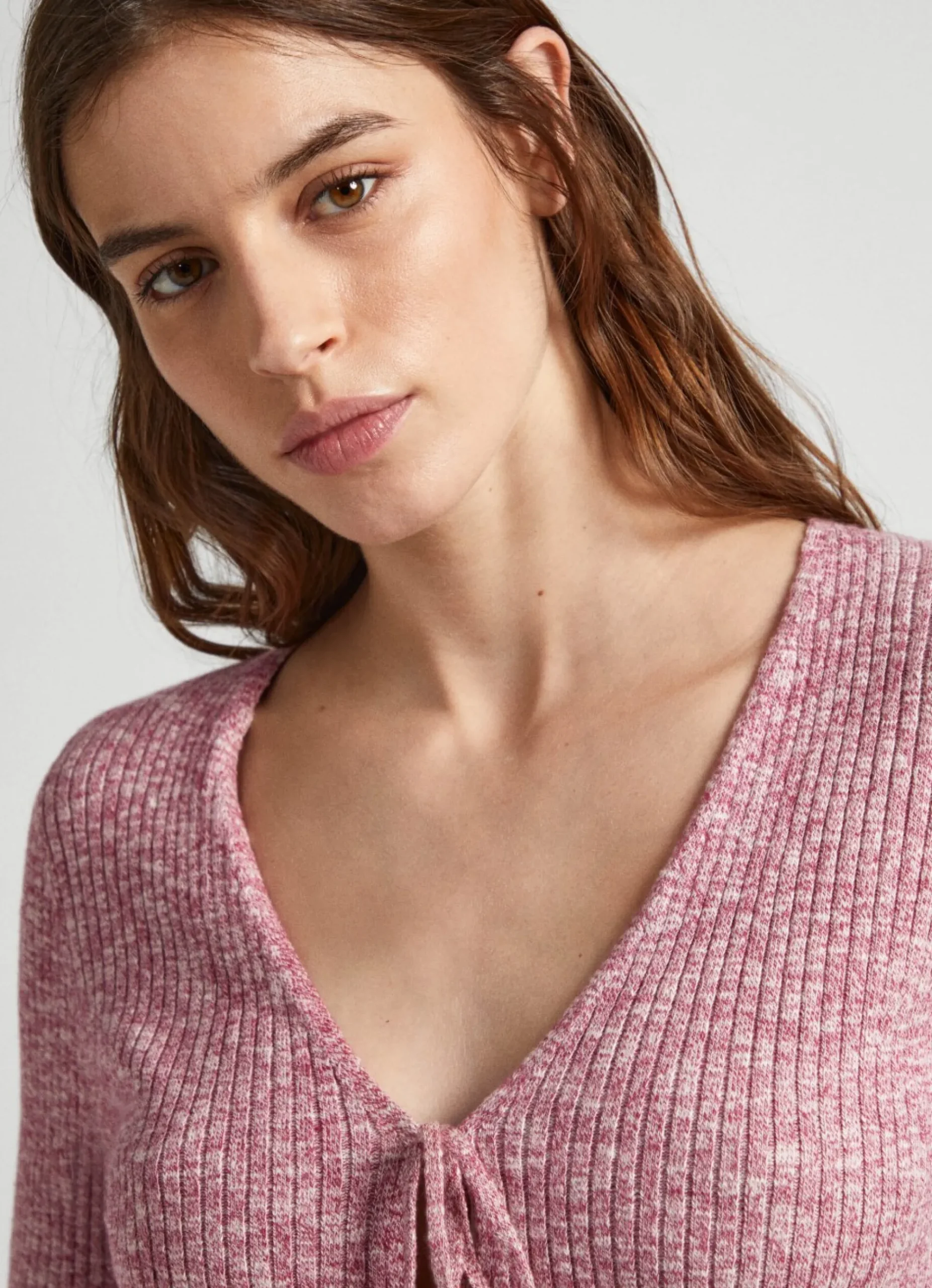 Mulher Pepe Jeans Malhas E Cardigans>Cardigan Algodao Melange Jaspeado