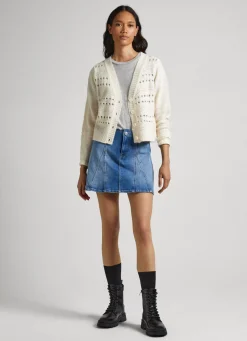 Mulher Pepe Jeans Malhas E Cardigans>Cardigan Com Detalhes Abertos
