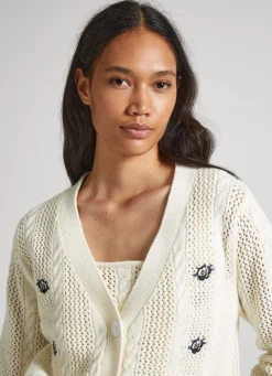 Mulher Pepe Jeans Malhas E Cardigans>Cardigan Com Detalhes Abertos