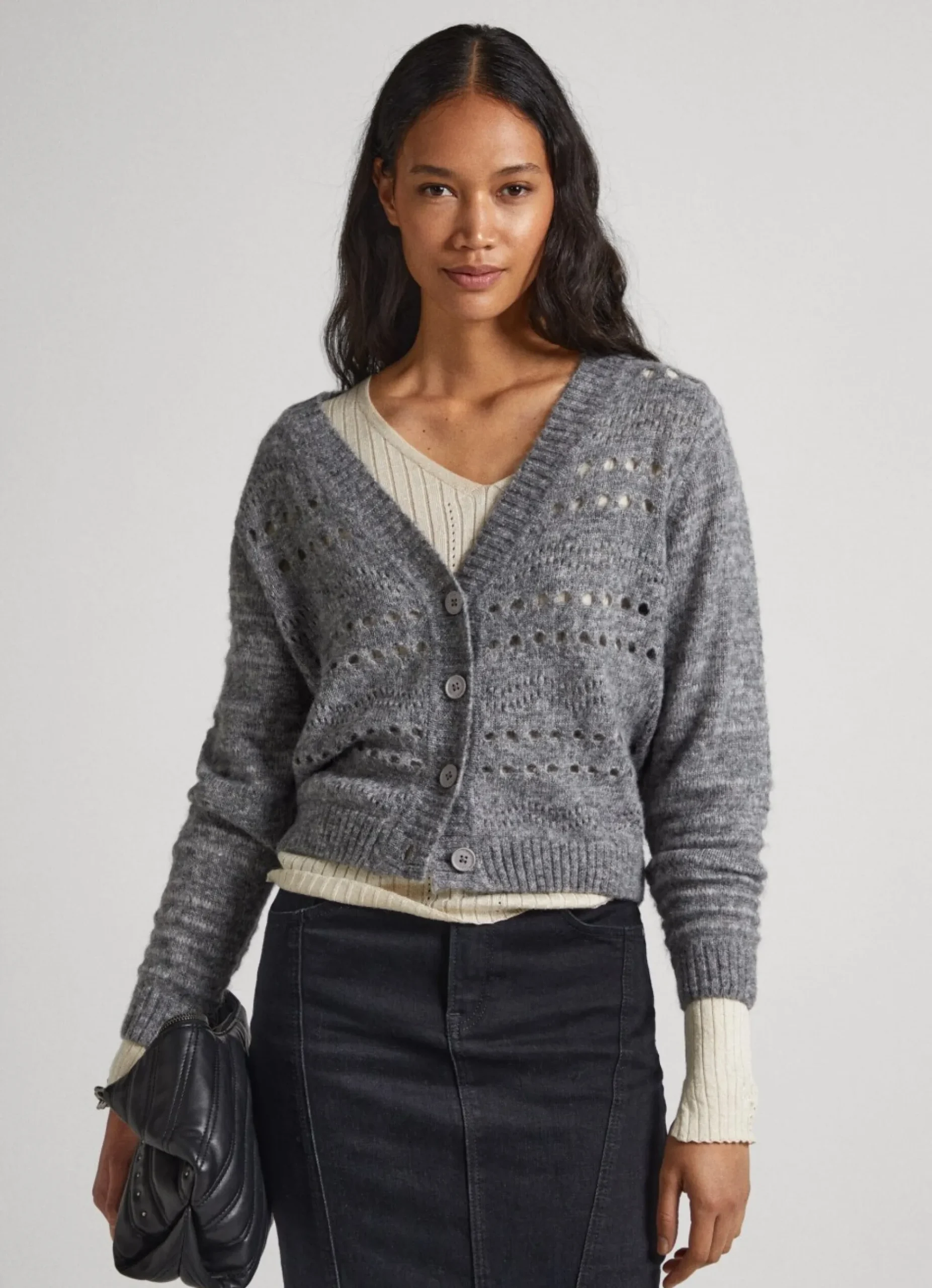 Mulher Pepe Jeans Malhas>Cardigan Com Detalhes Abertos