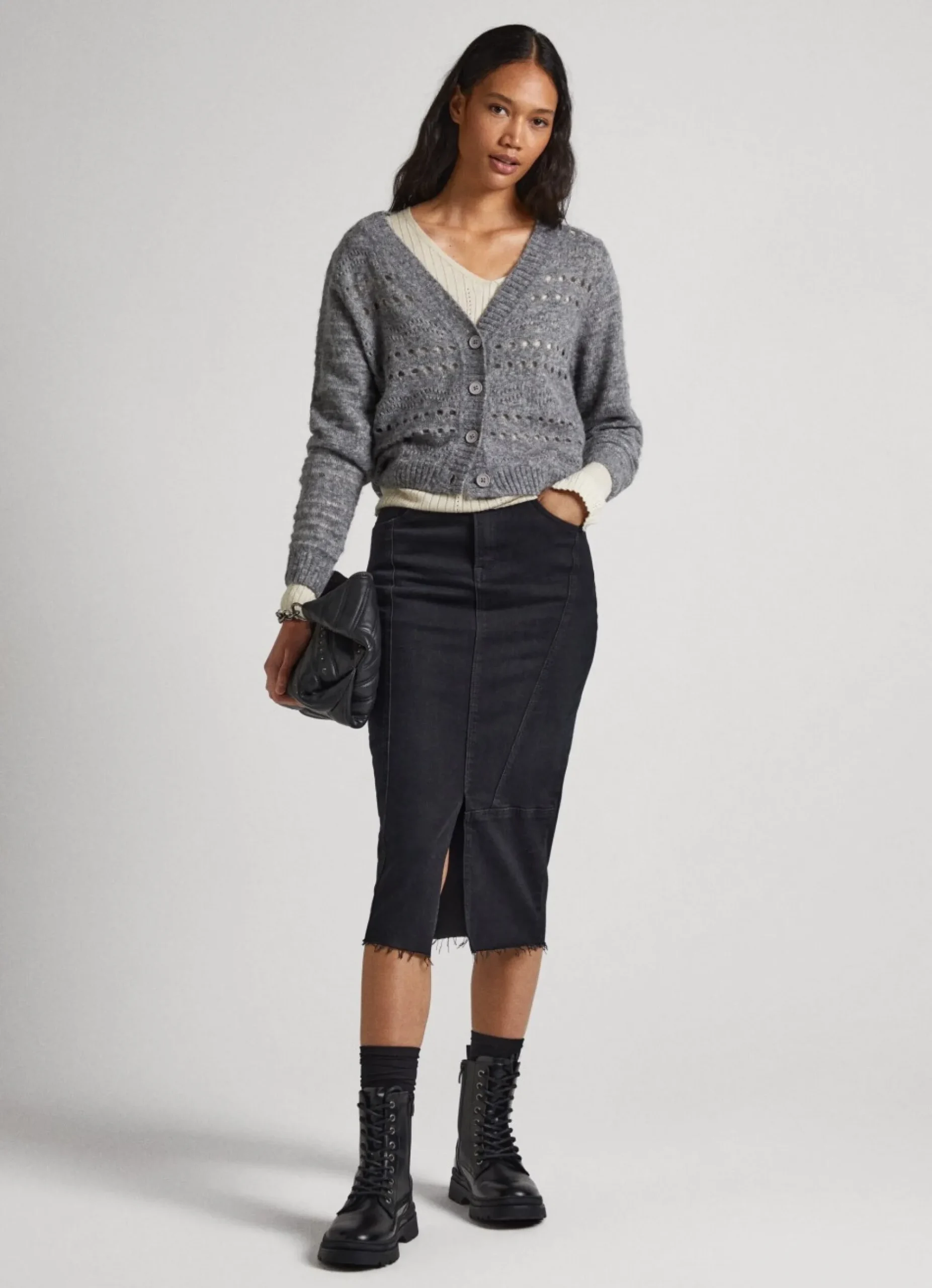 Mulher Pepe Jeans Malhas>Cardigan Com Detalhes Abertos