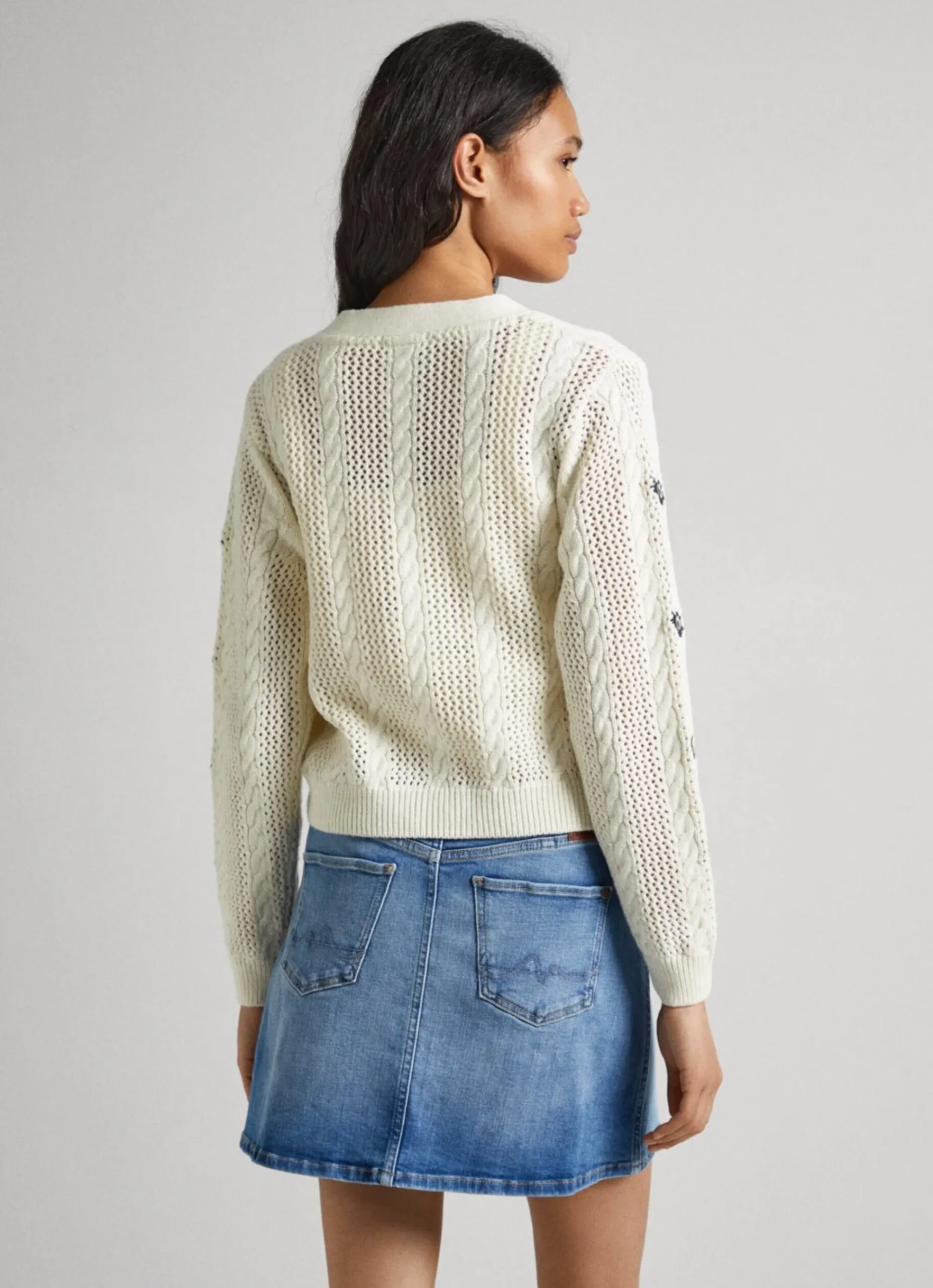 Mulher Pepe Jeans Malhas>Cardigan Com Detalhes Abertos