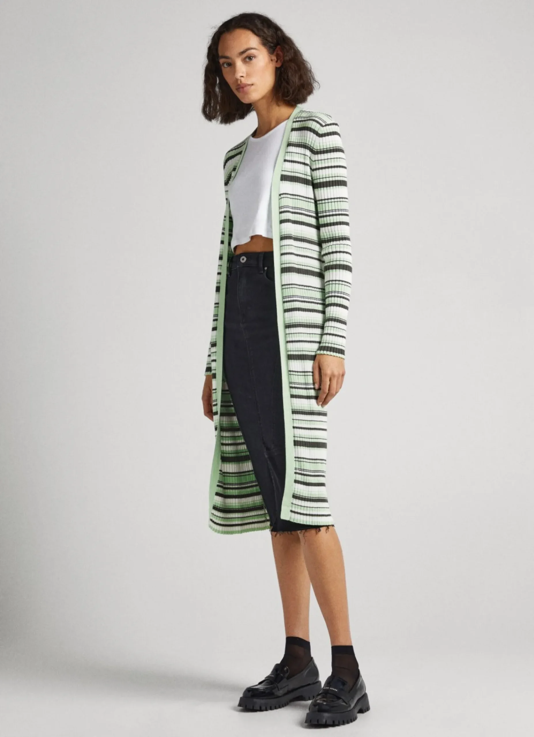 Mulher Pepe Jeans Malhas E Cardigans>Cardigan Comprido As Riscas