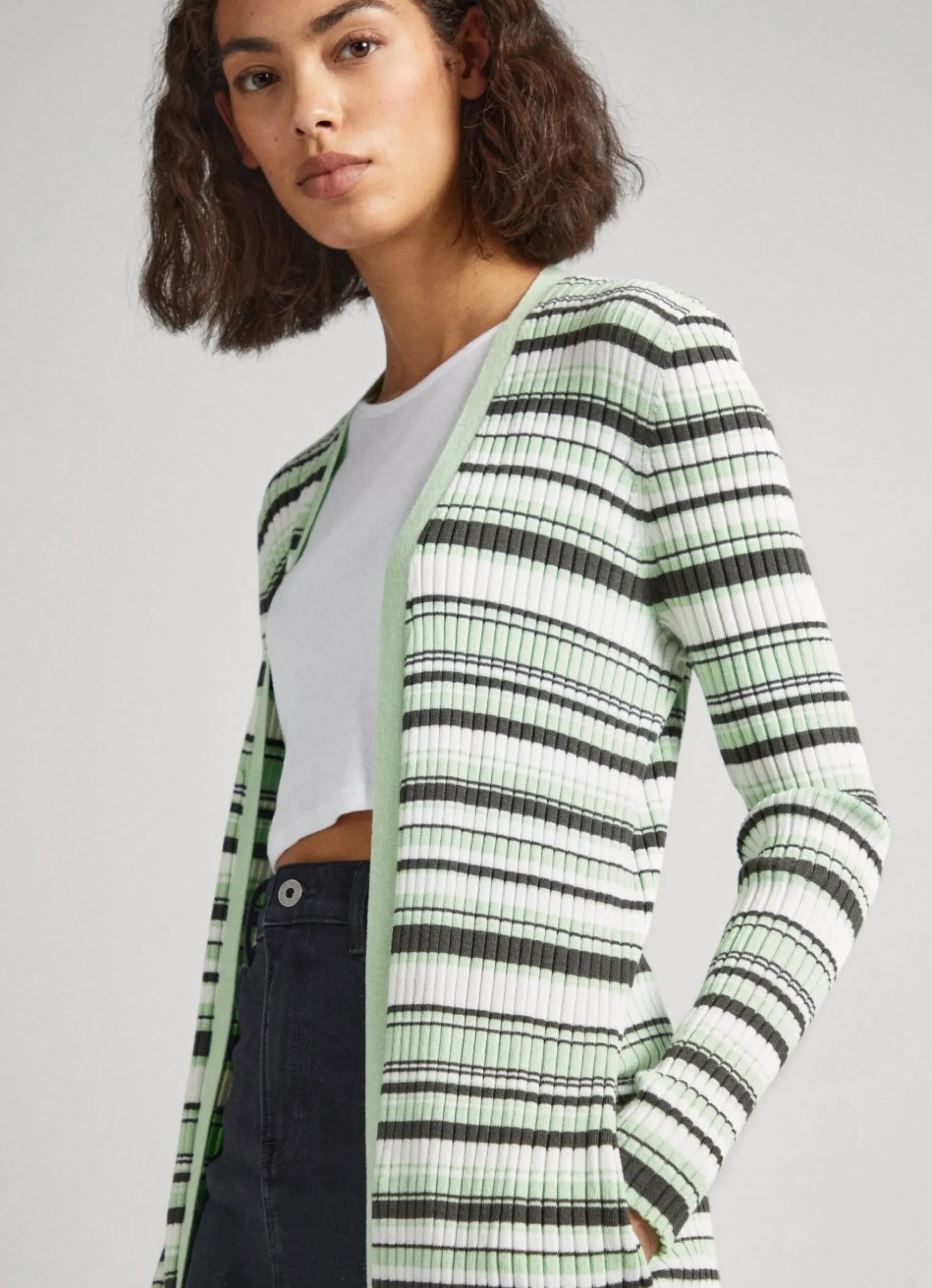 Mulher Pepe Jeans Malhas>Cardigan Comprido As Riscas