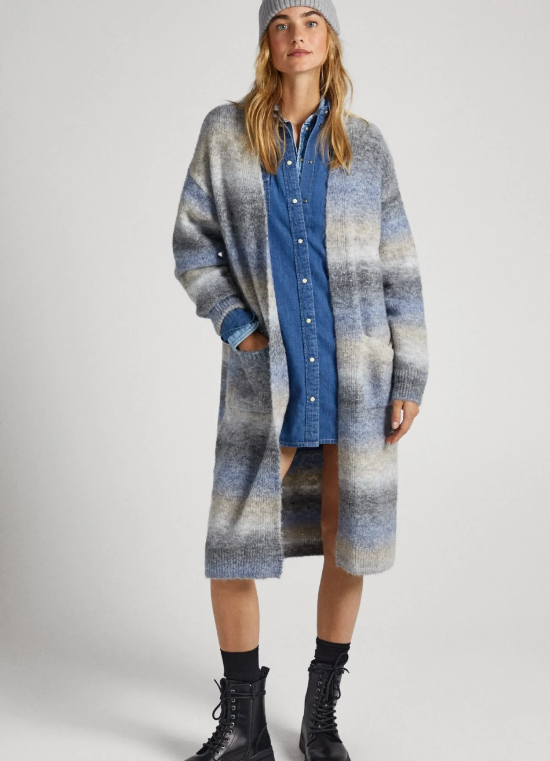 Mulher Pepe Jeans Malhas E Cardigans>Cardigan Melange As Riscas