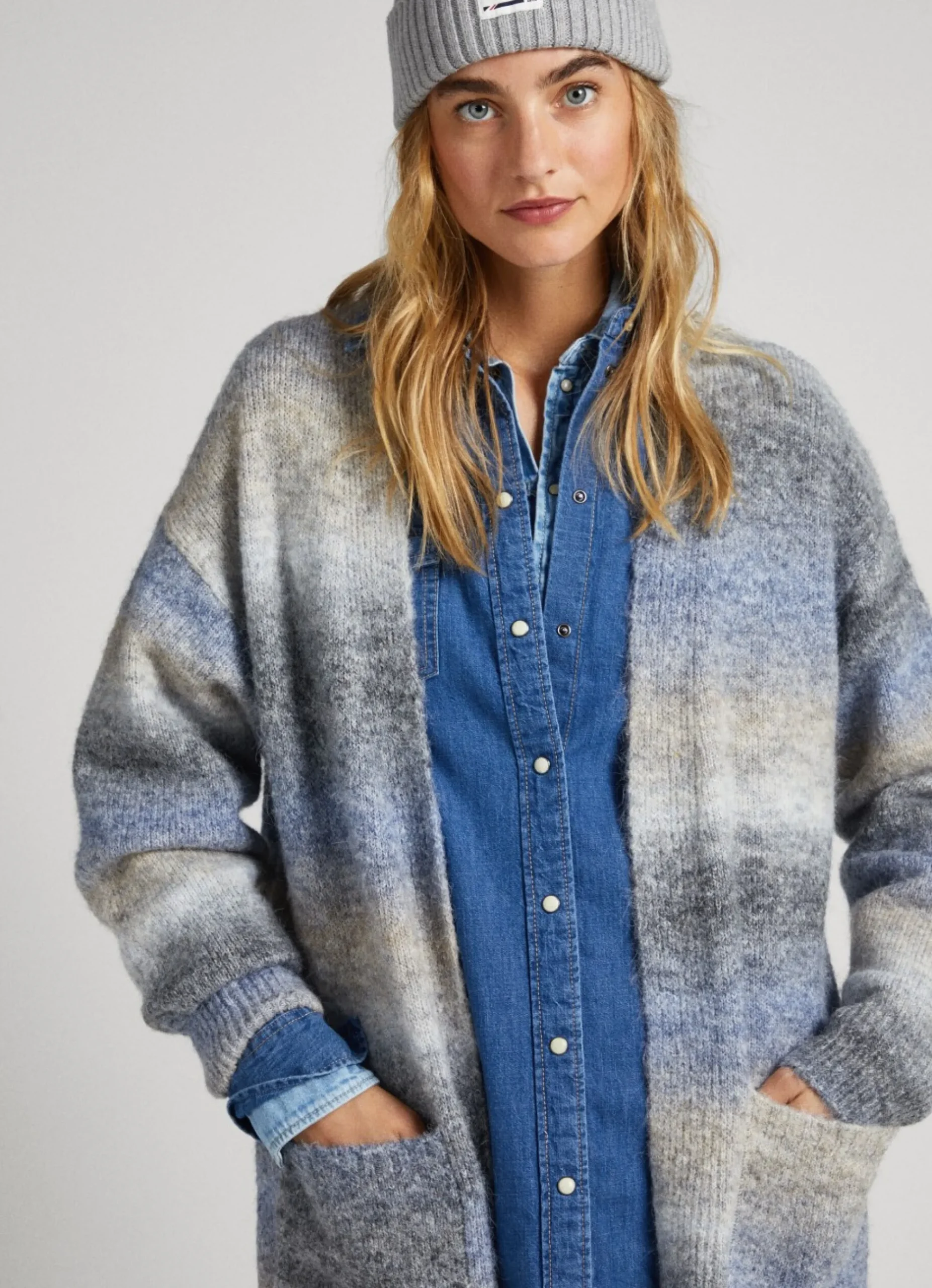 Mulher Pepe Jeans Malhas E Cardigans>Cardigan Melange As Riscas