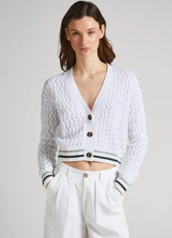 Mulher Pepe Jeans Malhas>Cardigan Openwork Diamonds